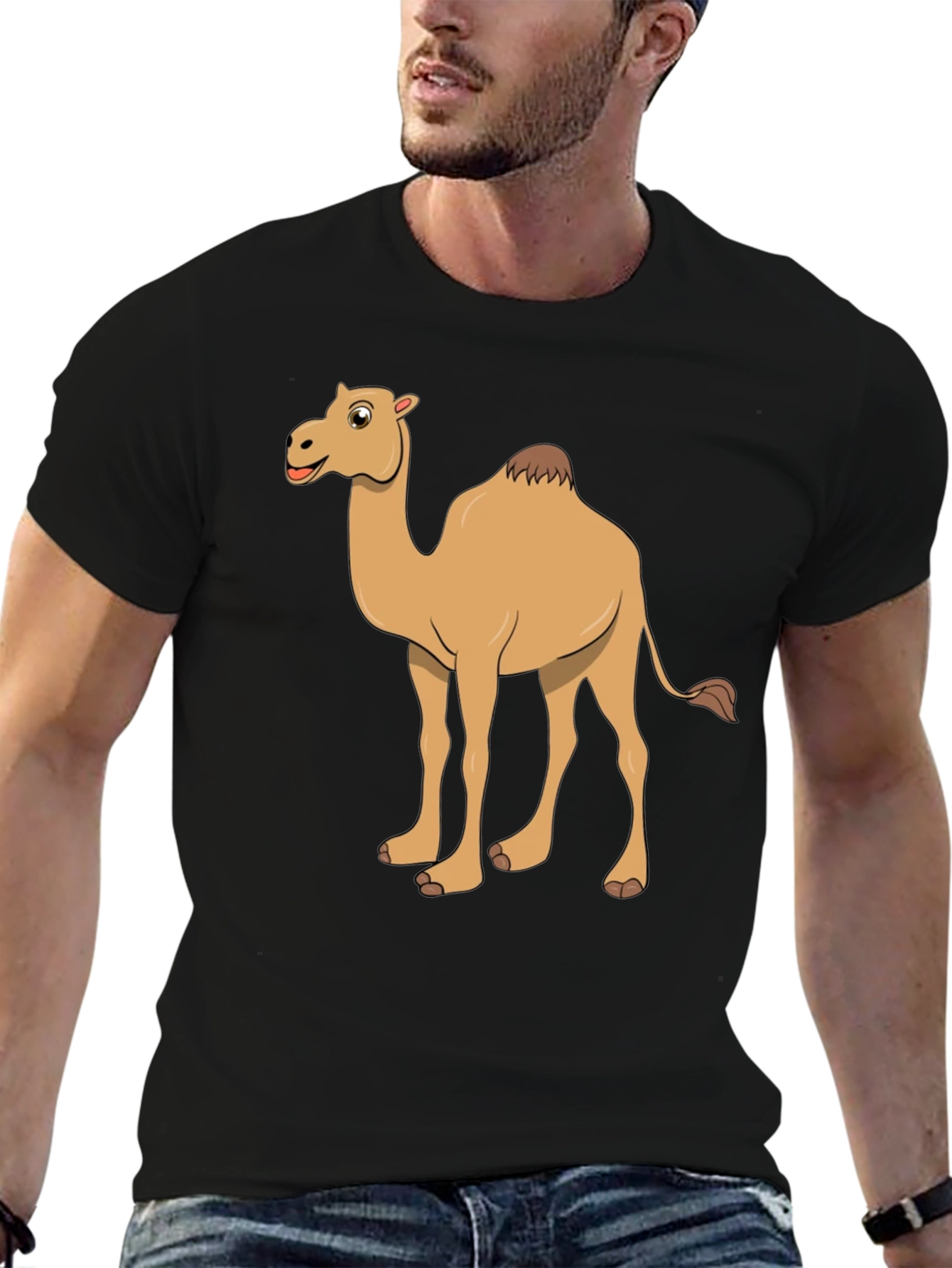 Camel Cartoon Black T-Shirt