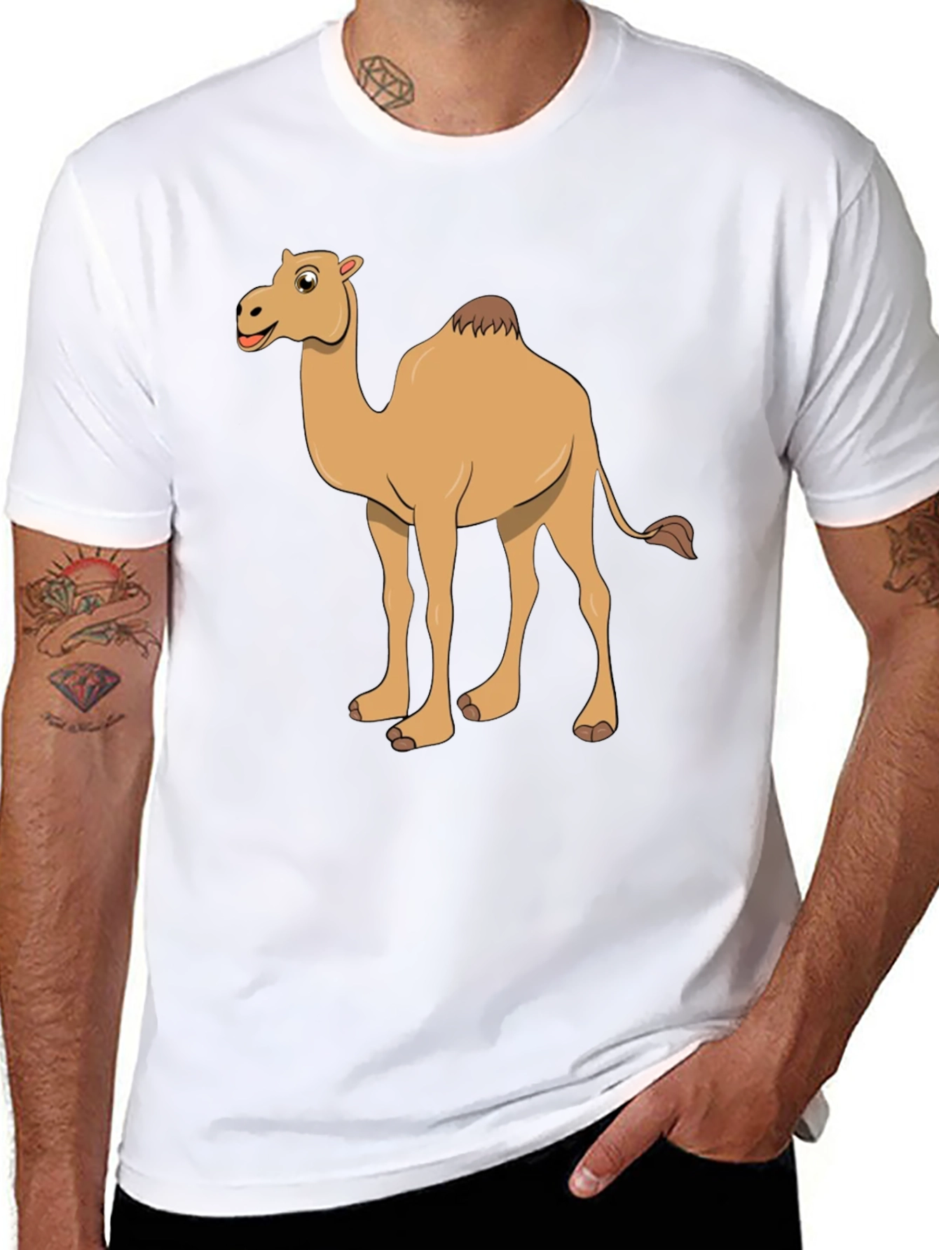 Camel Cartoon Black T-Shirt