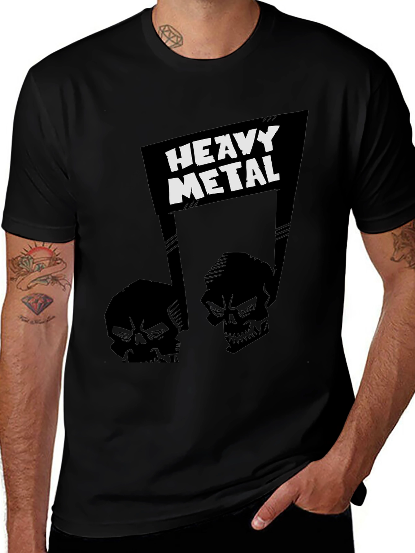 Heavy Metal Skull Graphic T-Shirt
