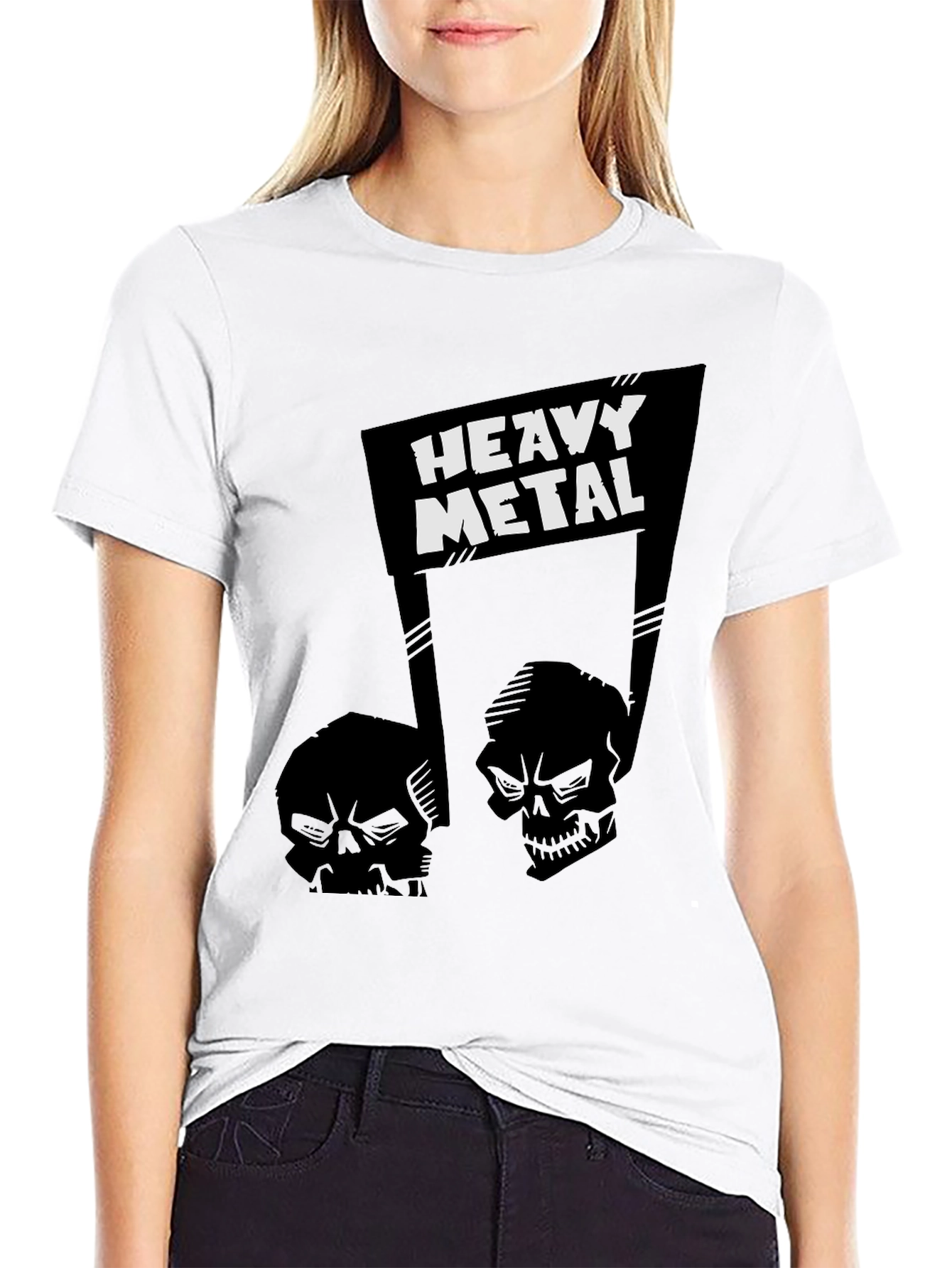 Heavy Metal Skull Graphic T-Shirt