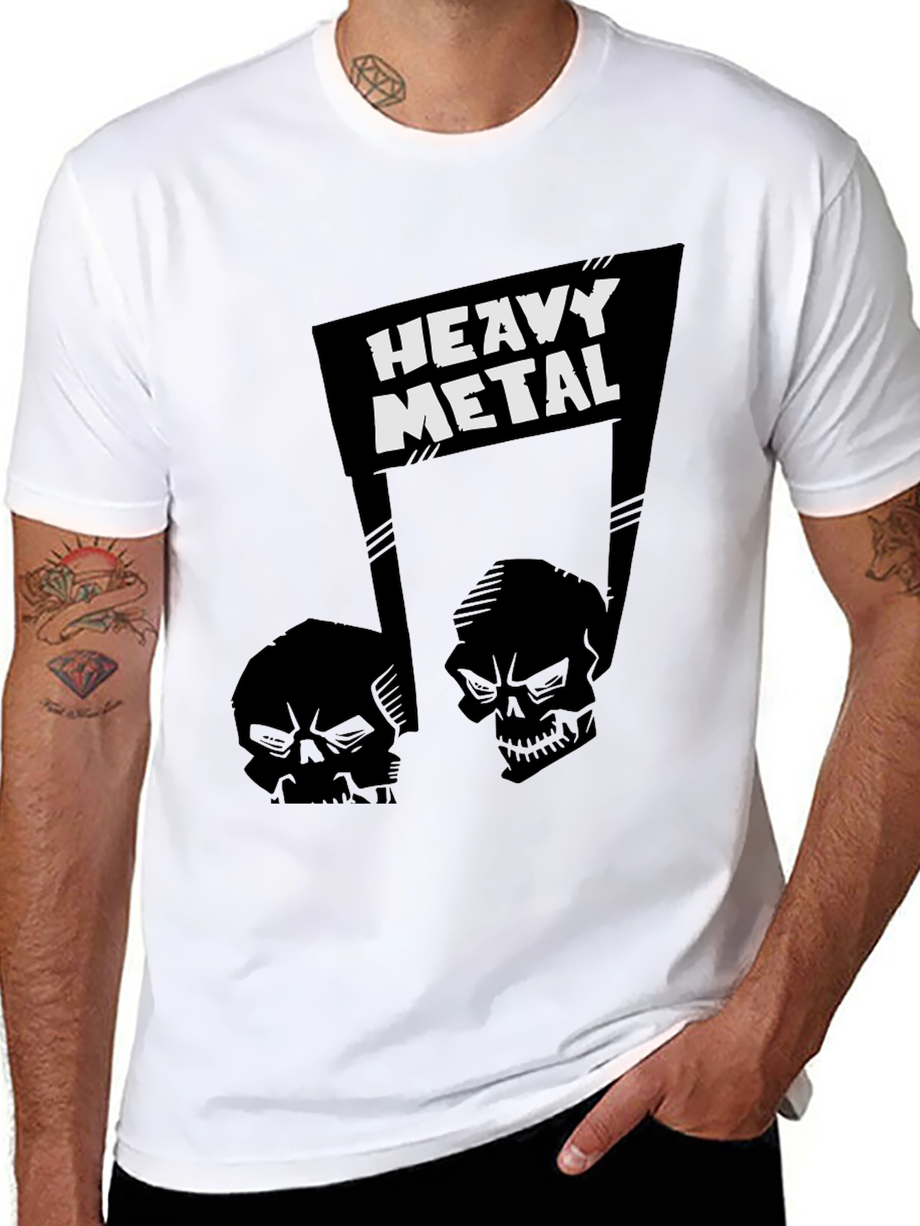 Heavy Metal Skull Graphic T-Shirt