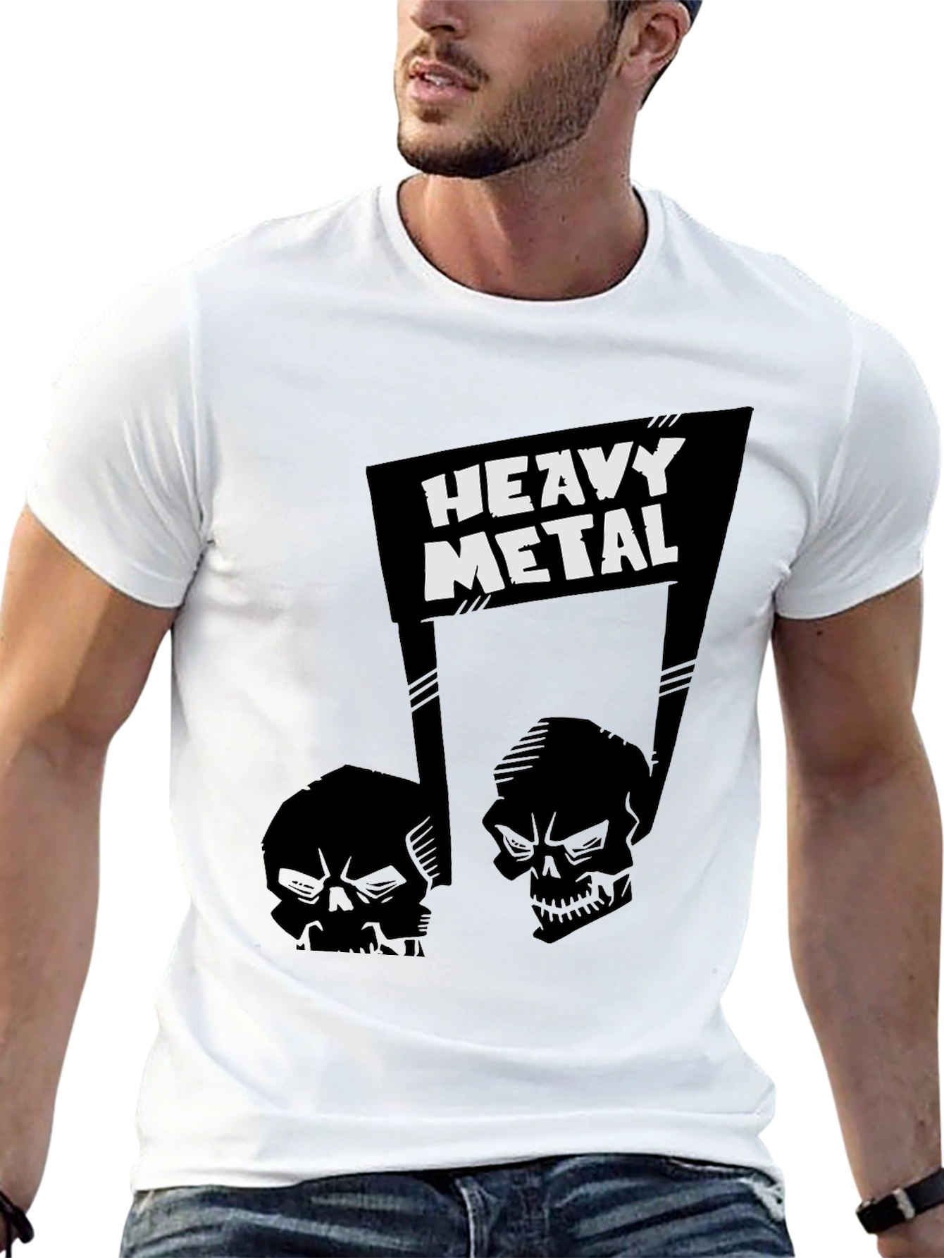 Heavy Metal Skull Graphic T-Shirt