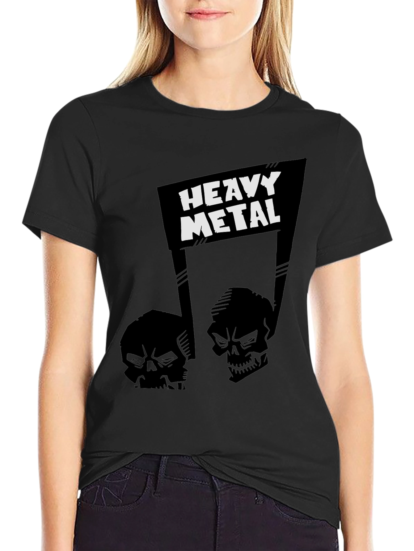 Heavy Metal Skull Graphic T-Shirt