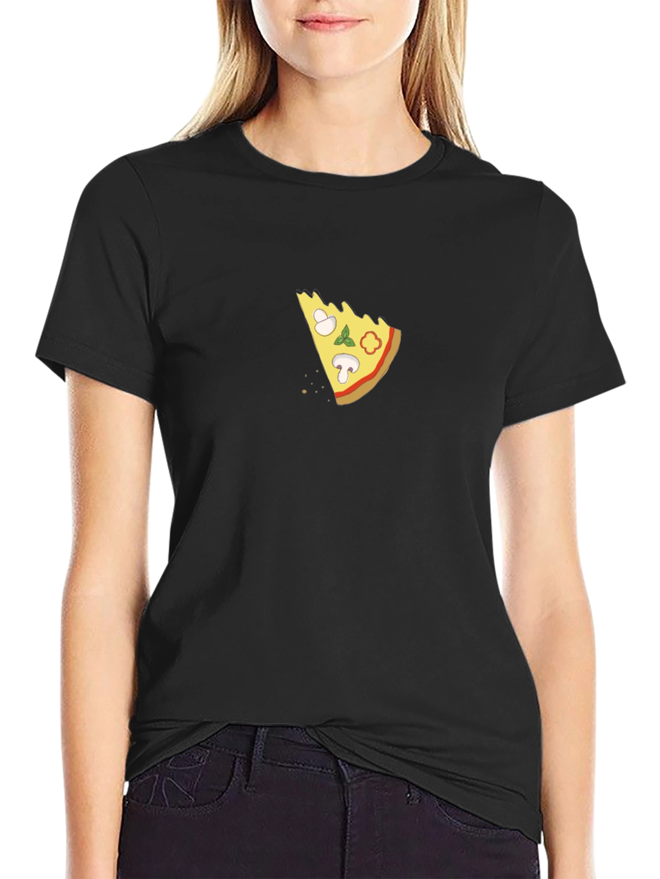 Pizza Slice Graphic T-Shirt - Casual Black Tee