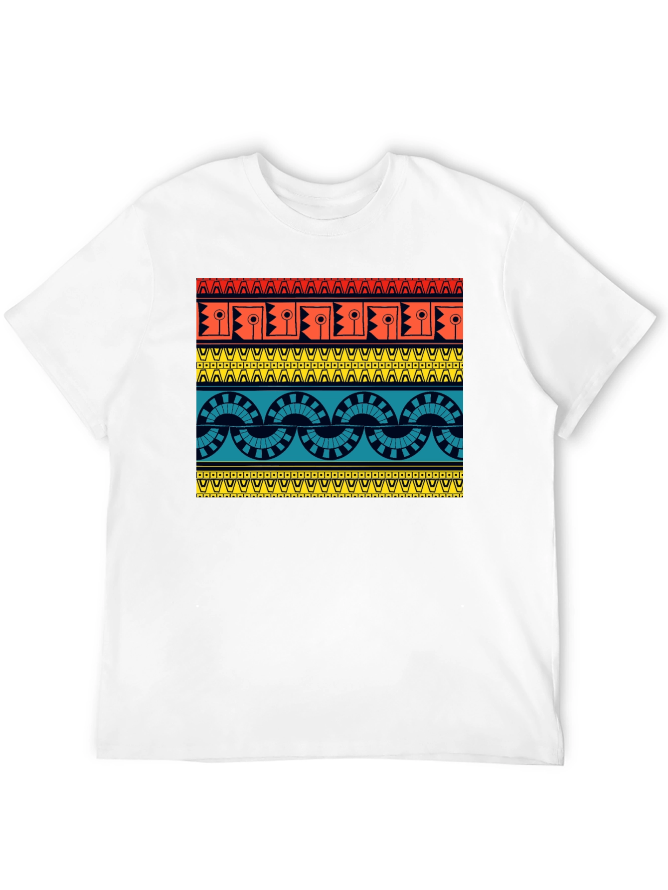 Geometric Aztec Pattern Black T-Shirt