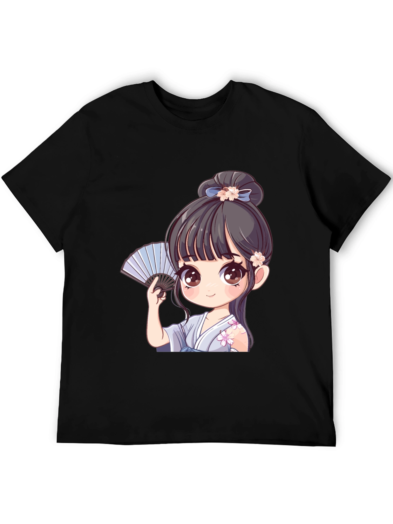 Anime Girl Graphic Tee - Black T-Shirt