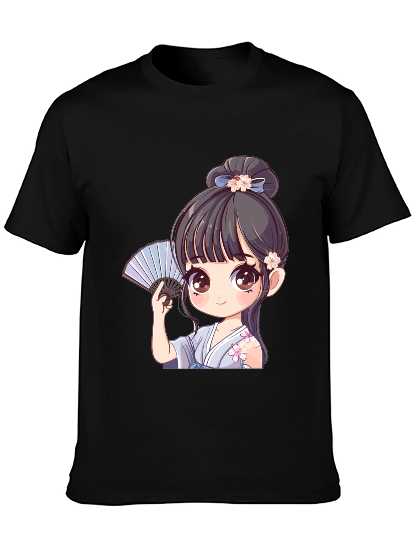 Anime Girl Graphic Tee - Black T-Shirt