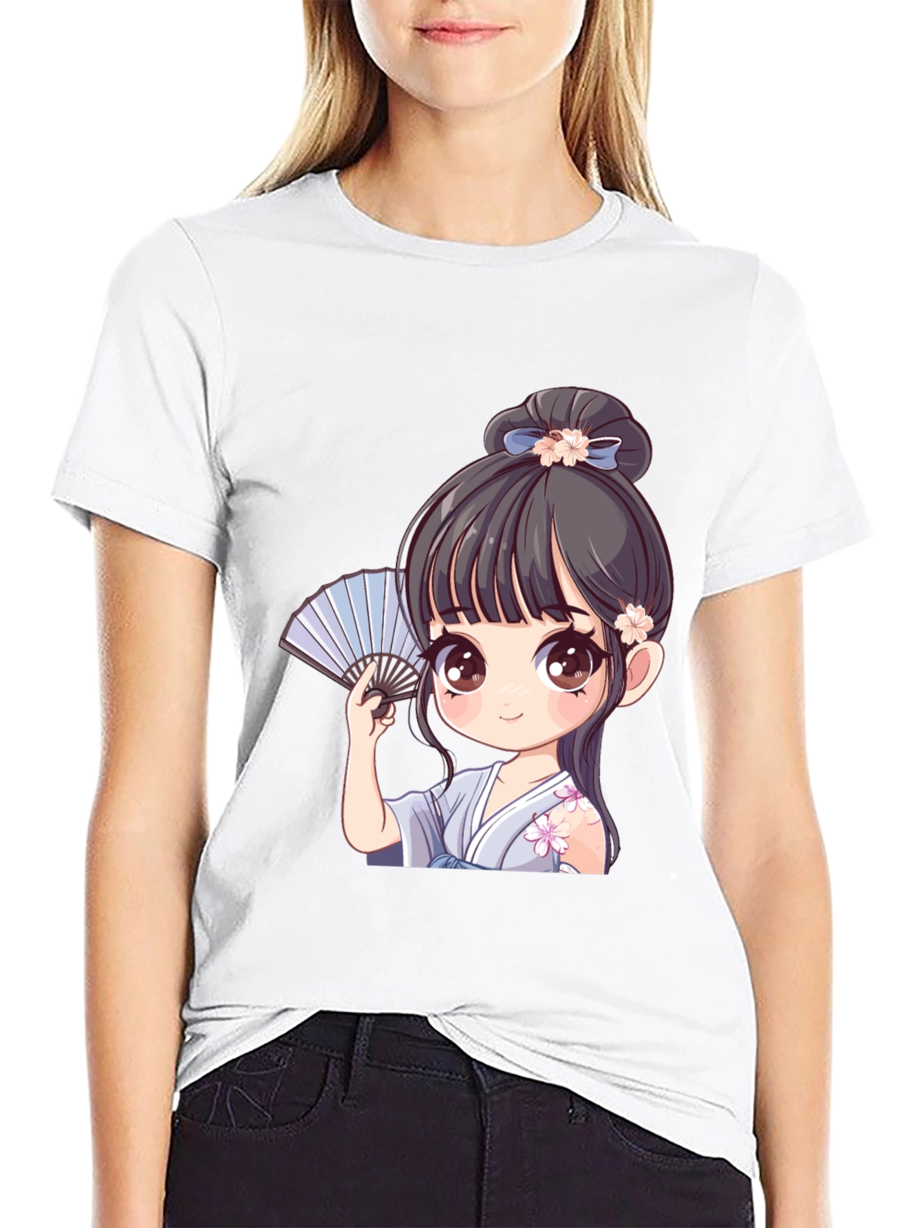 Anime Girl Graphic Tee - Black T-Shirt