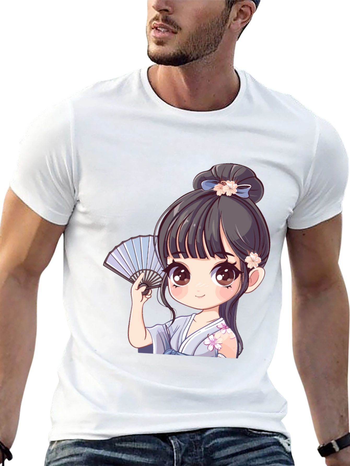 Anime Girl Graphic Tee - Black T-Shirt