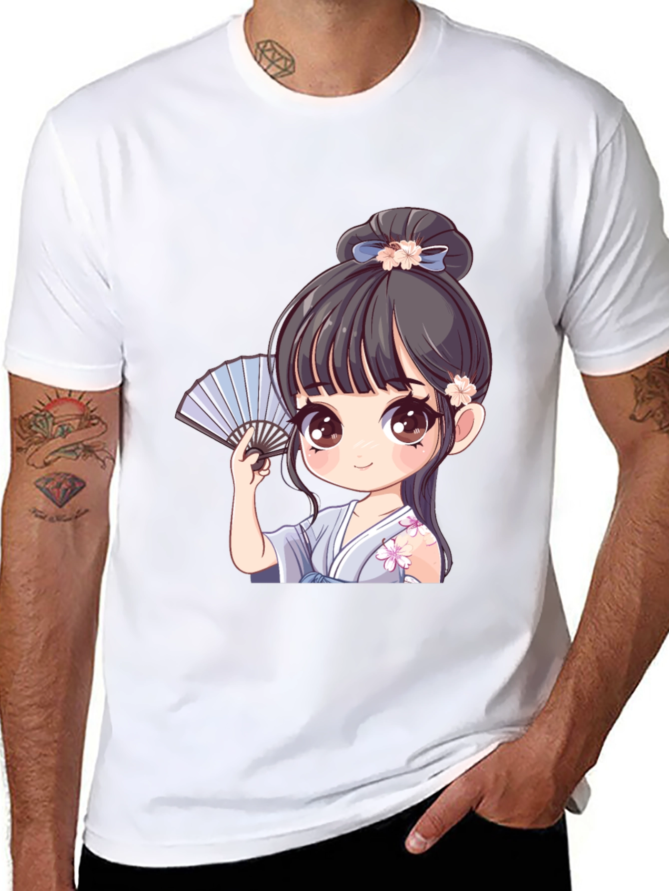 Anime Girl Graphic Tee - Black T-Shirt