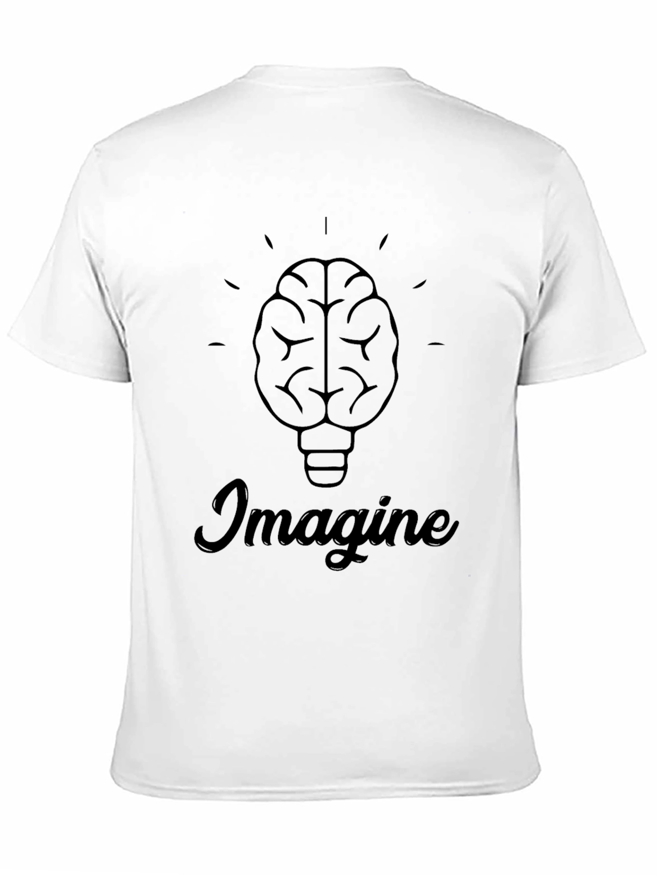 Imagine Brain Lightbulb Graphic Tee - Black Cotton T-Shirt