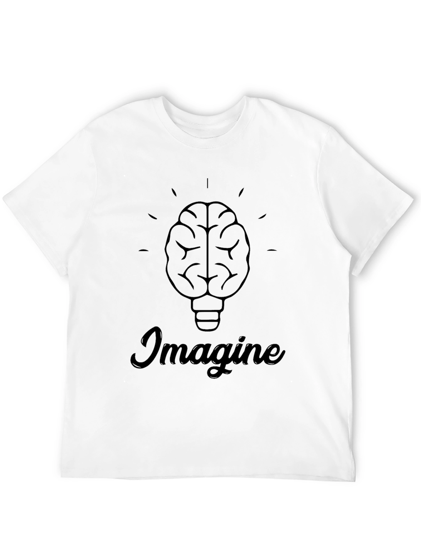 Imagine Brain Lightbulb Graphic Tee - Black Cotton T-Shirt