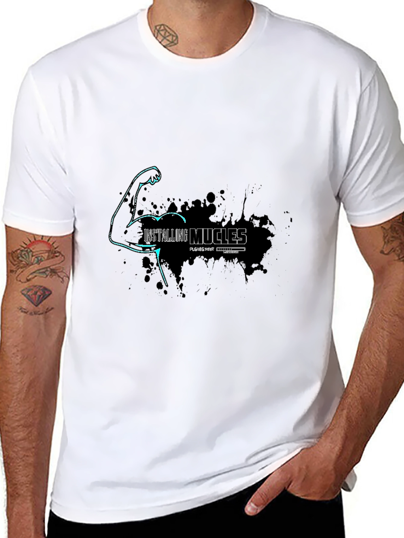 Installing Muscles T-Shirt: Humorous Fitness Graphic Tee