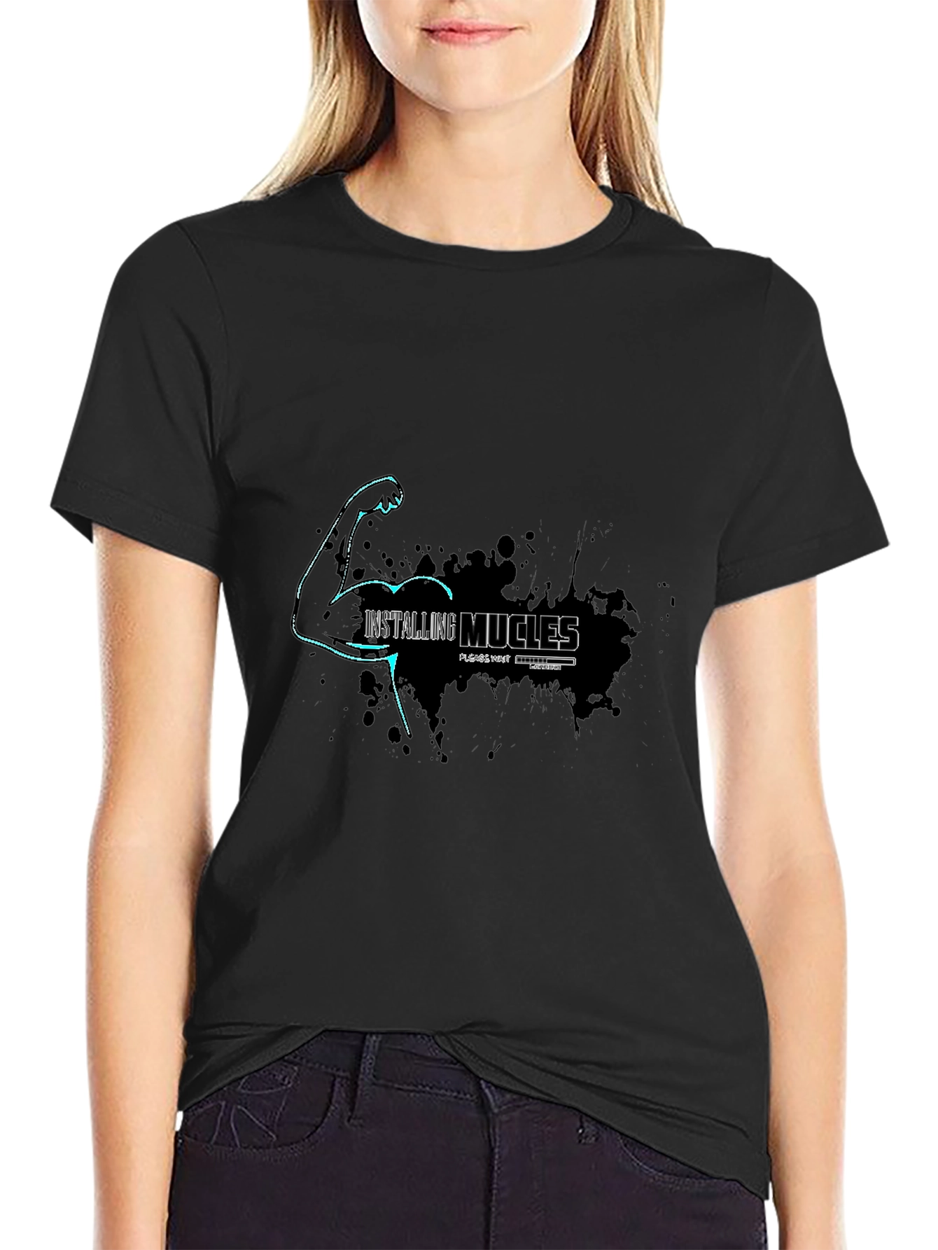 Installing Muscles T-Shirt: Humorous Fitness Graphic Tee