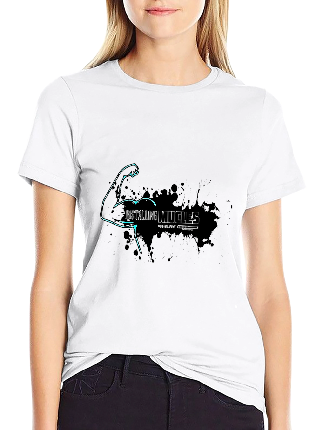 Installing Muscles T-Shirt: Humorous Fitness Graphic Tee