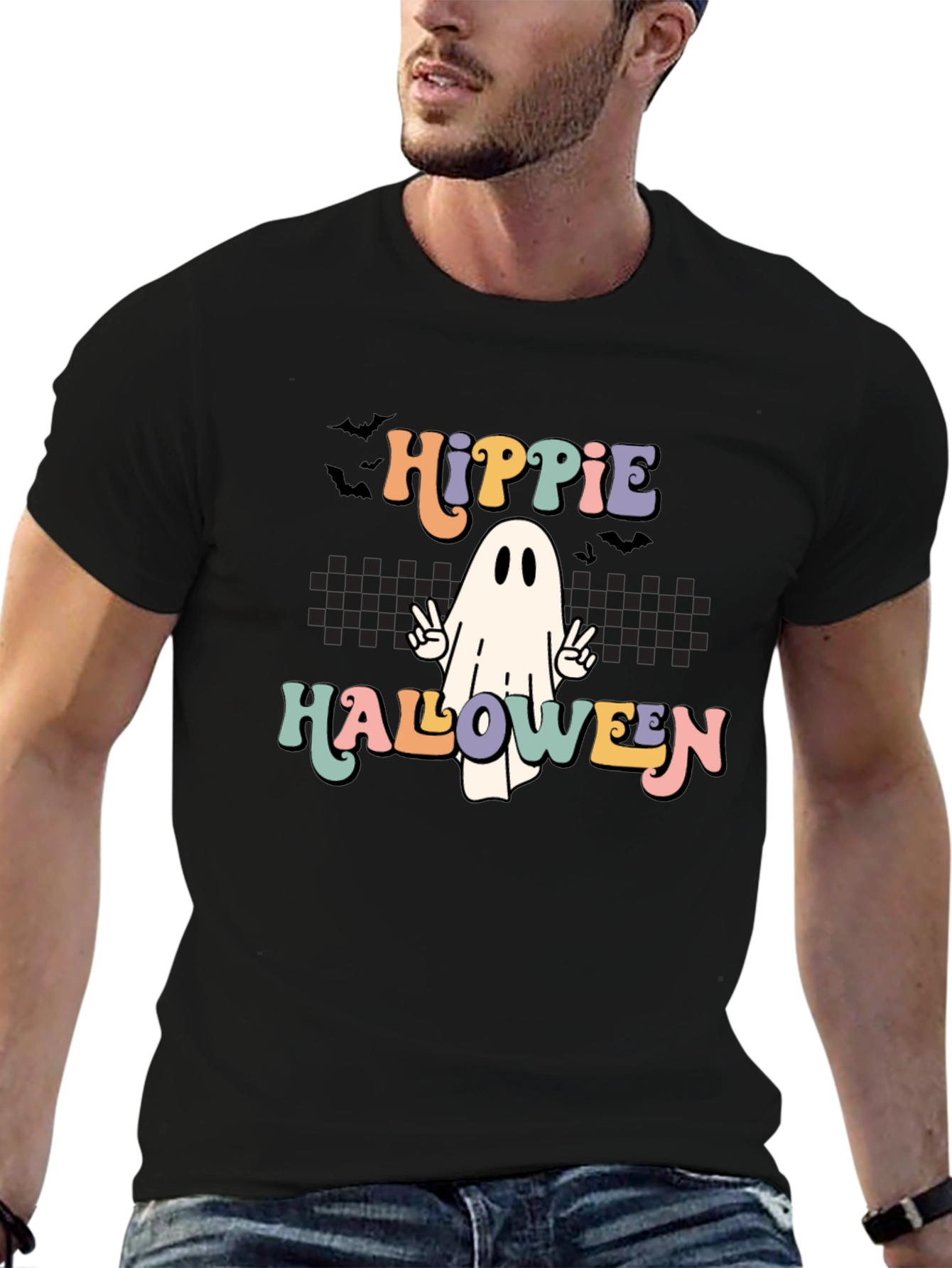 Hippie Halloween Ghost Graphic Tee