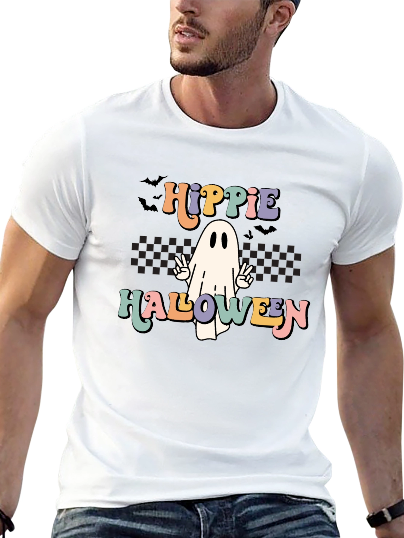 Hippie Halloween Ghost Graphic Tee