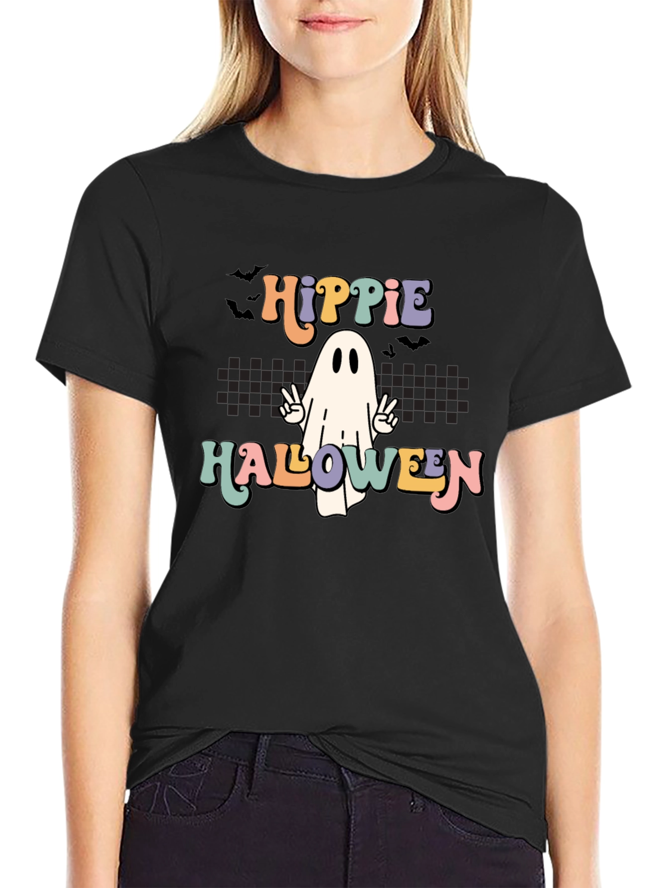 Hippie Halloween Ghost Graphic Tee