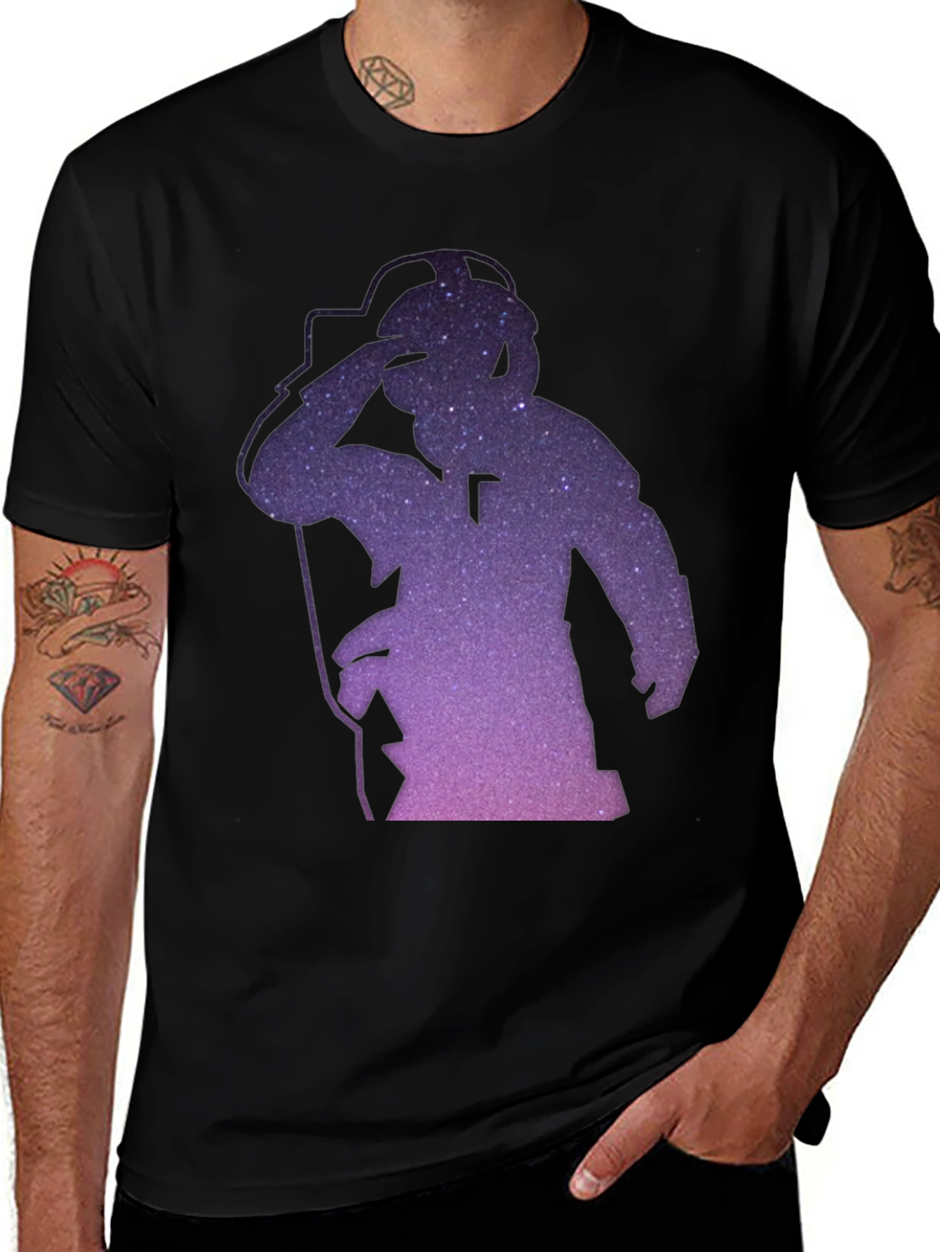 Galaxy Astronaut Graphic Black T-Shirt