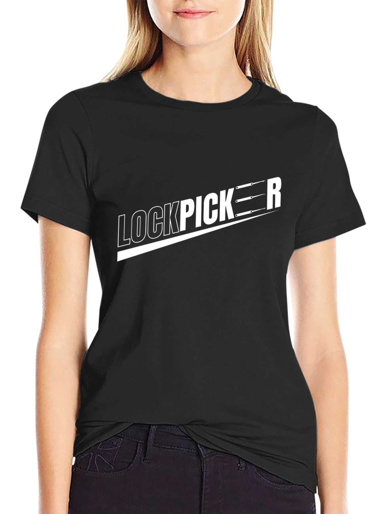 Lockpicker Graphic Tee - Black Cotton Blend T-Shirt