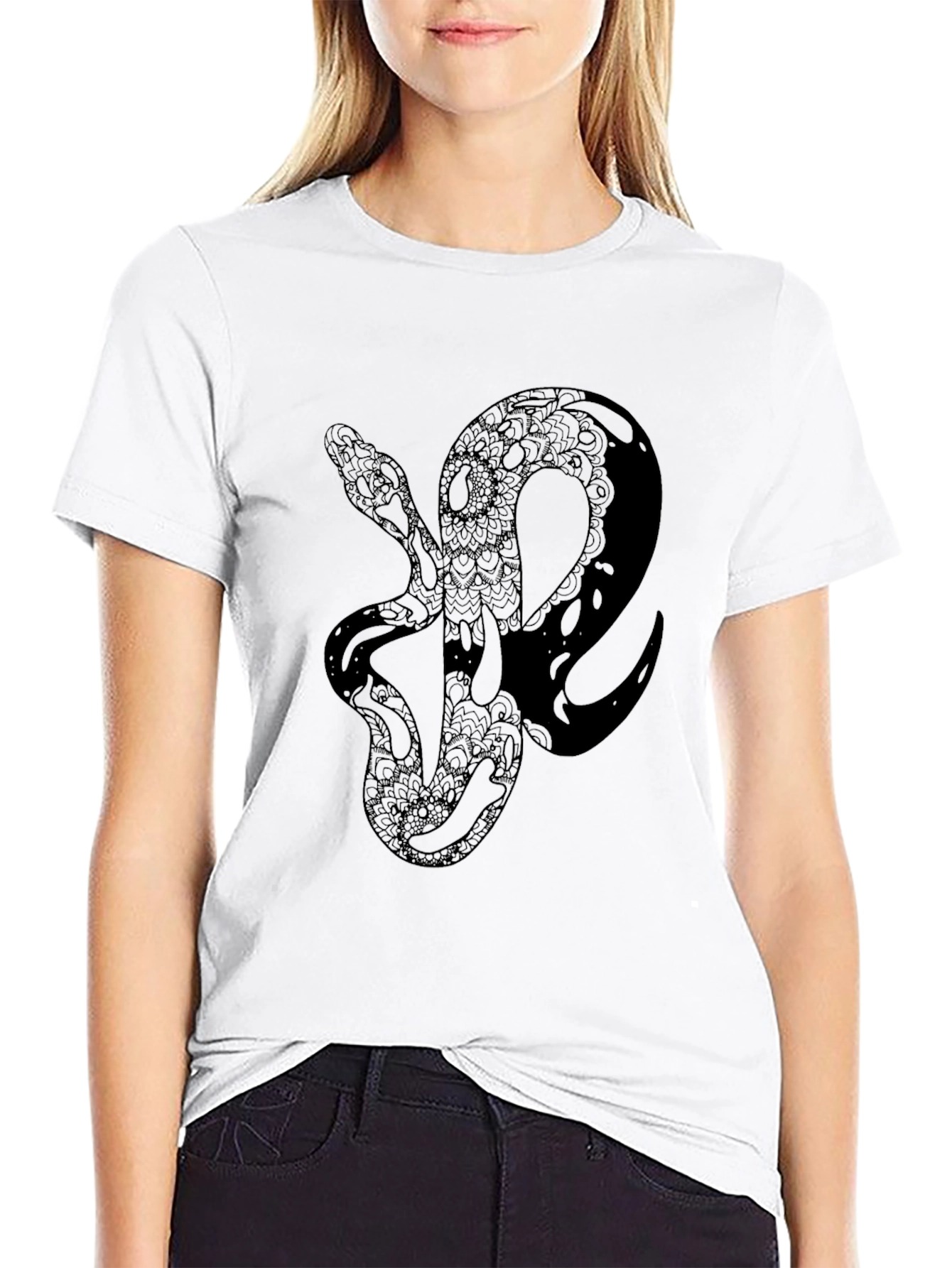 Snake Graphic Black T-Shirt - Unique Serpent Design