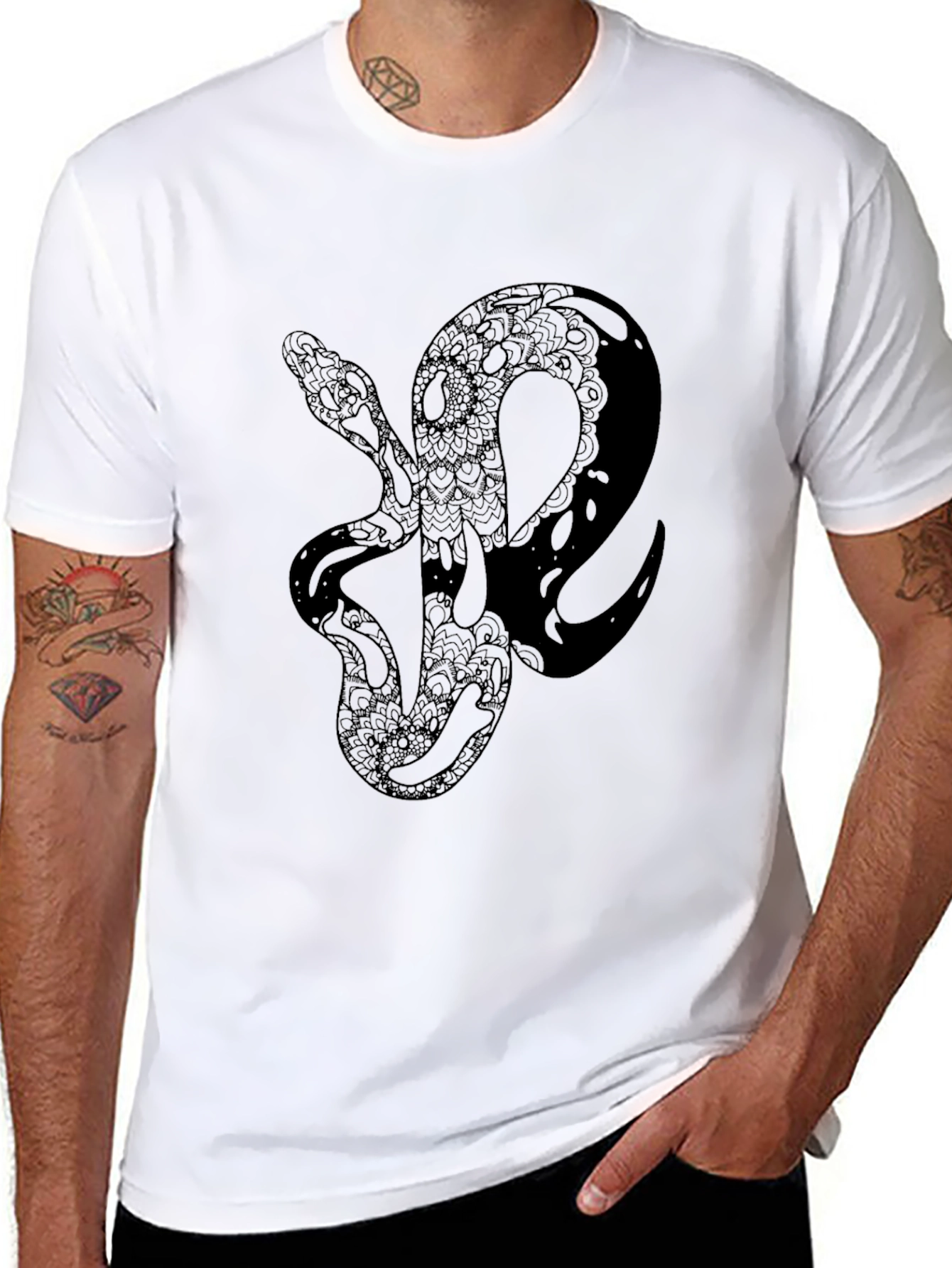 Snake Graphic Black T-Shirt - Unique Serpent Design