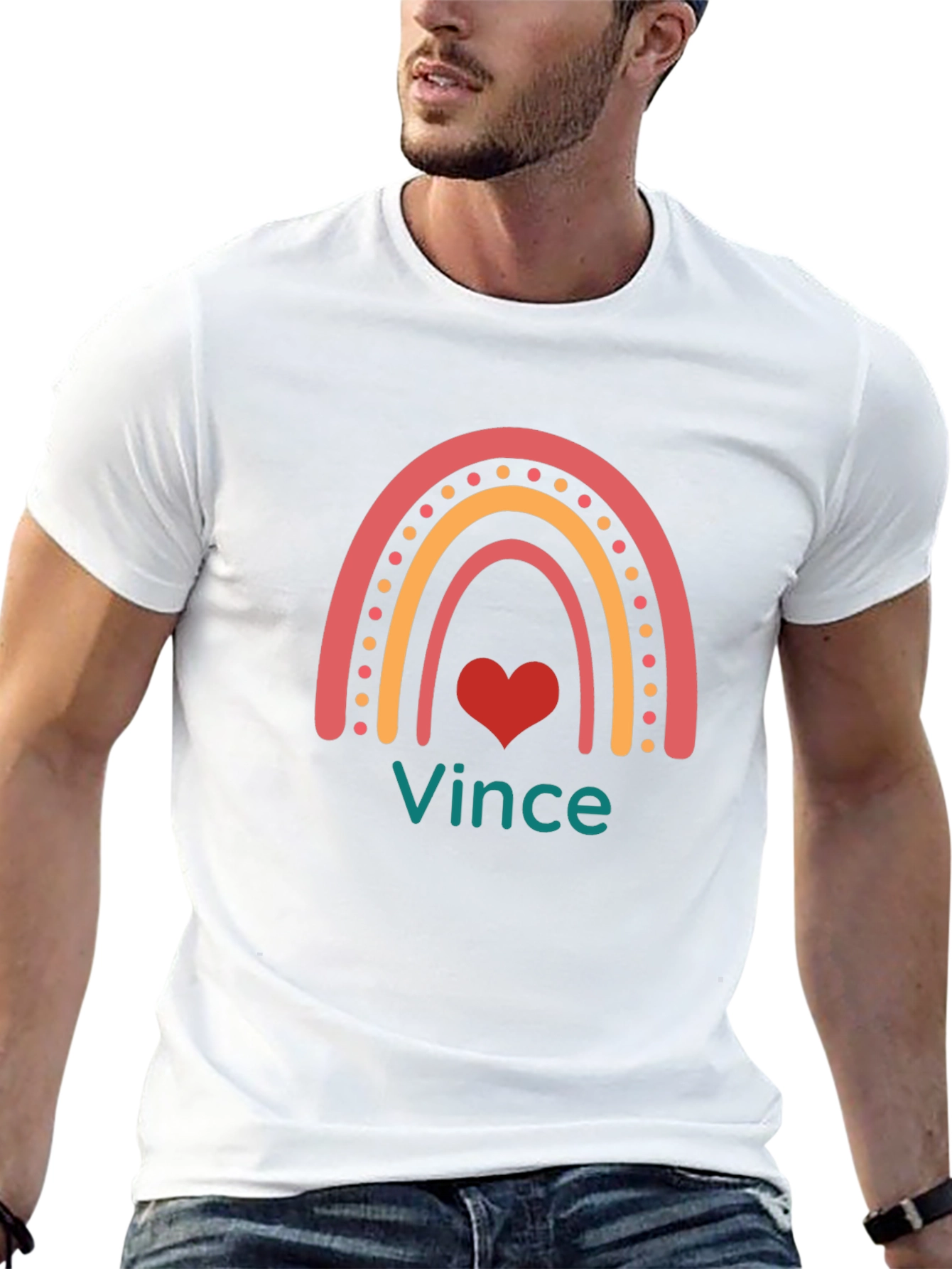 Vince Rainbow Heart Graphic Tee - Black