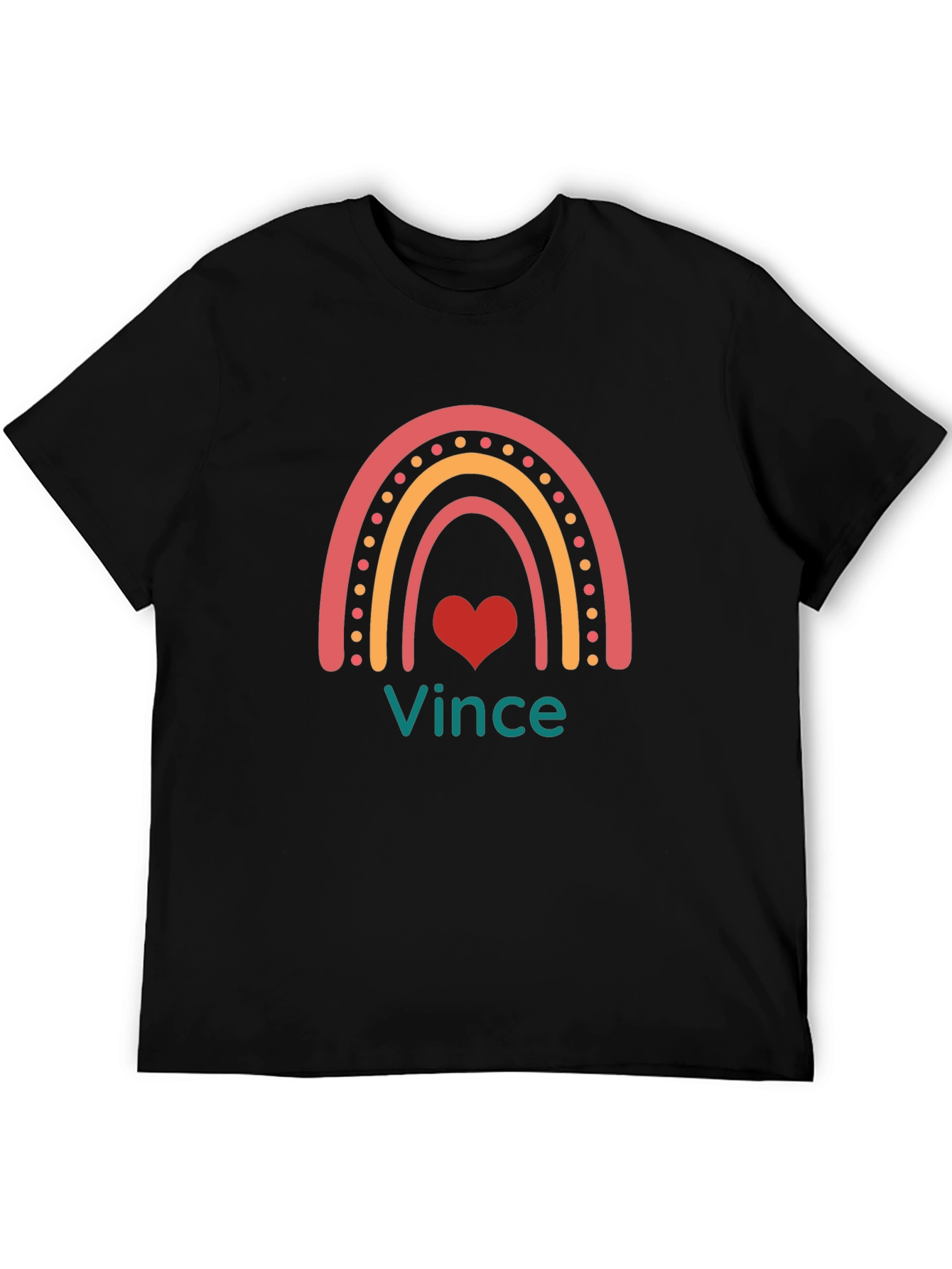Vince Rainbow Heart Graphic Tee - Black