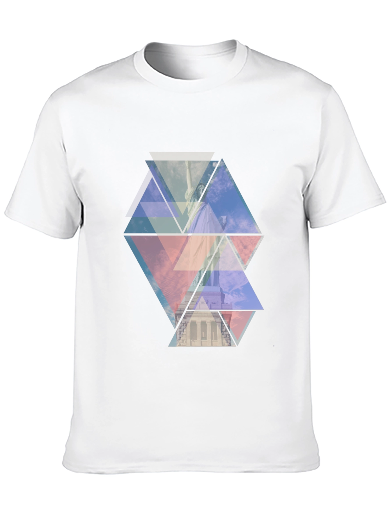 Geometric Statue of Liberty Print Black Tee