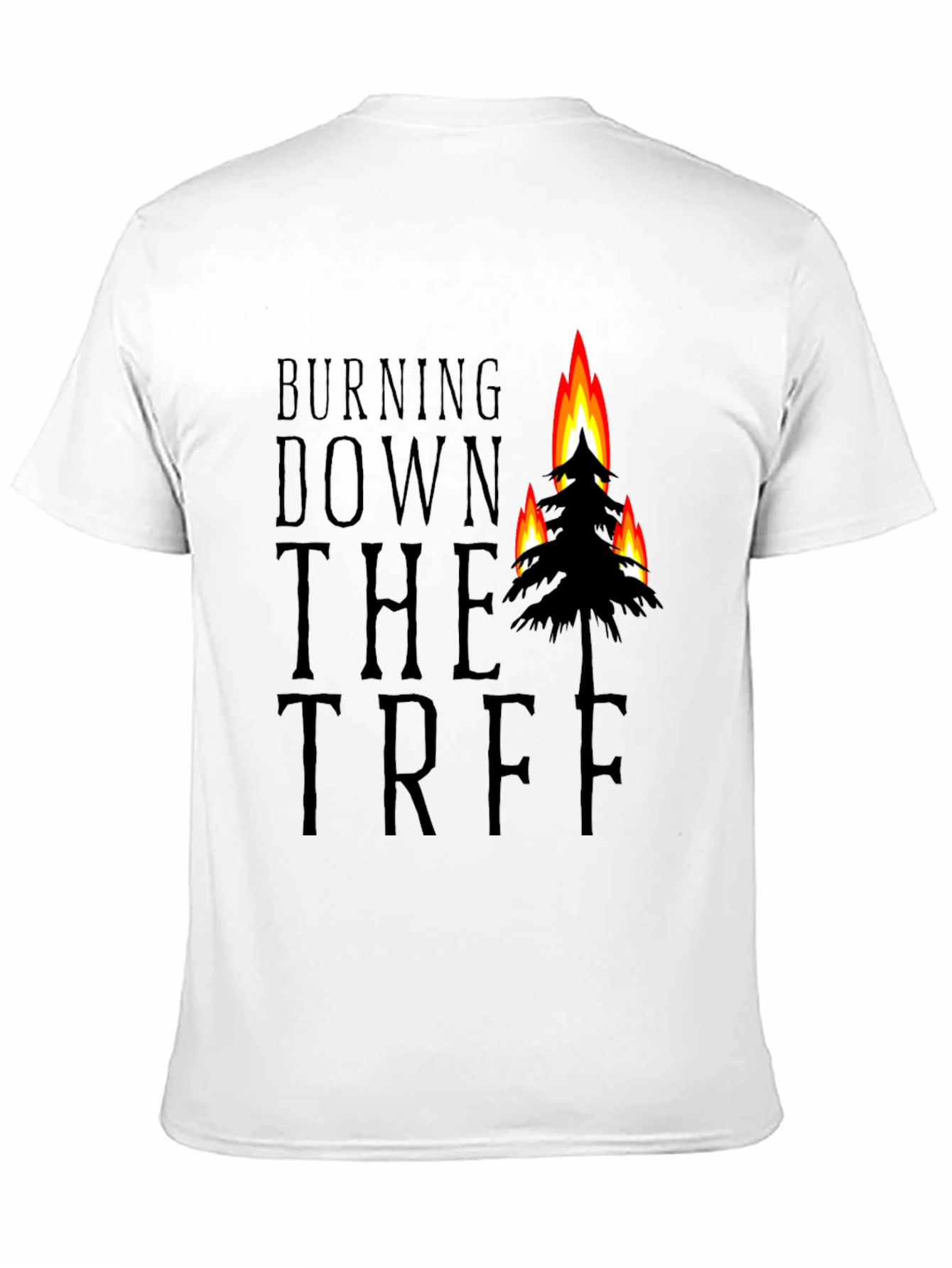 Burning Down the Tree Black Graphic T-Shirt
