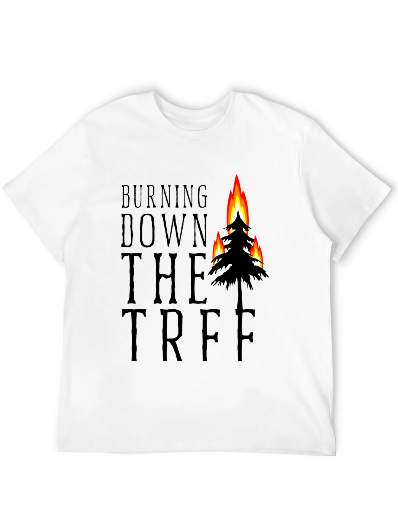 Burning Down the Tree Black Graphic T-Shirt