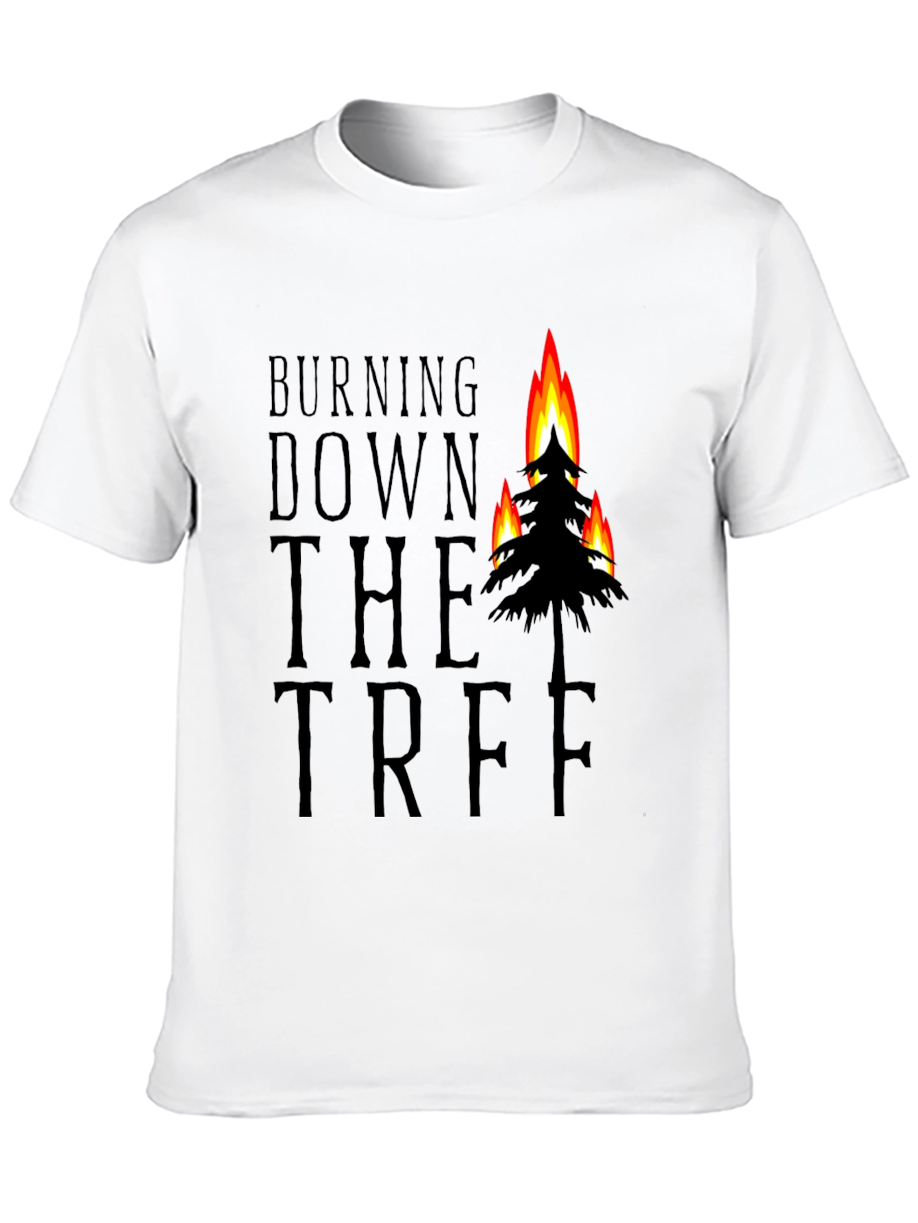 Burning Down the Tree Black Graphic T-Shirt