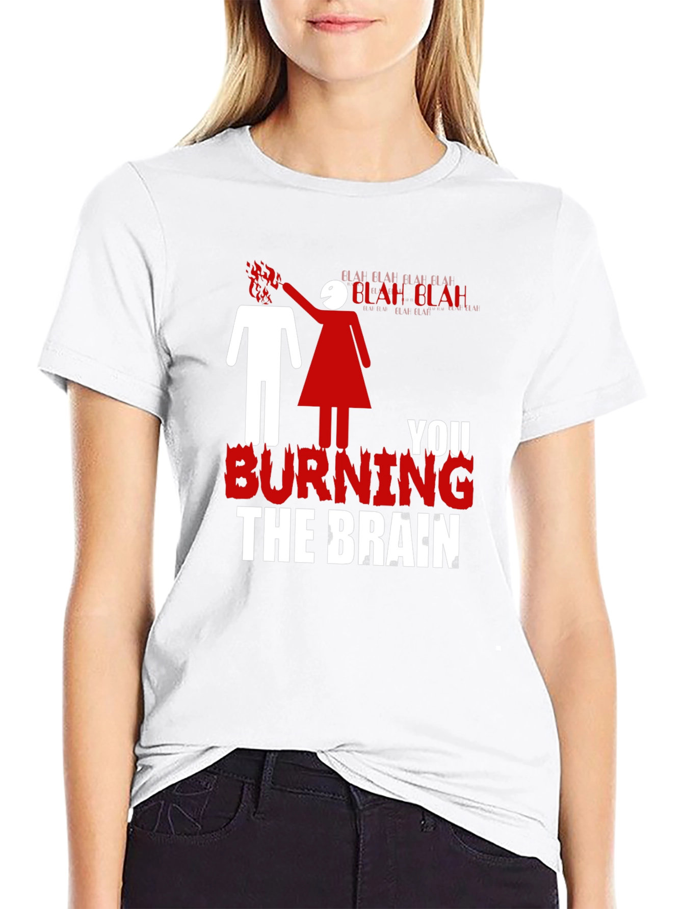 Burning Brain Graphic Tee - Funny Novelty T-Shirt