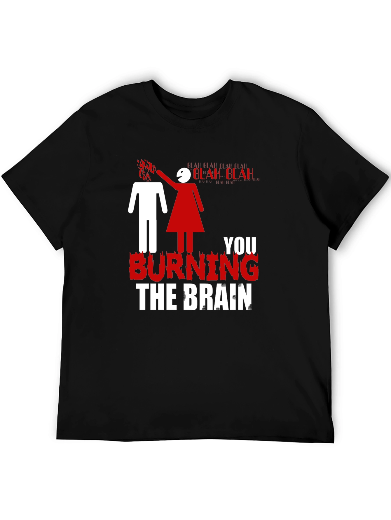 Burning Brain Graphic Tee - Funny Novelty T-Shirt