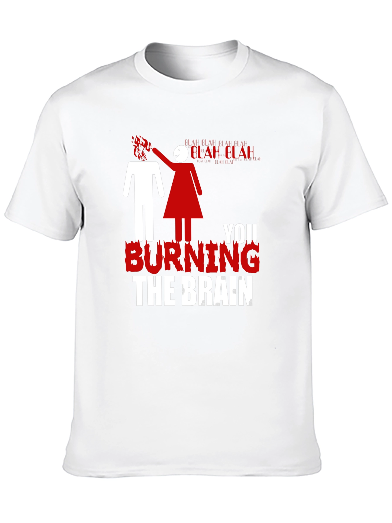 Burning Brain Graphic Tee - Funny Novelty T-Shirt