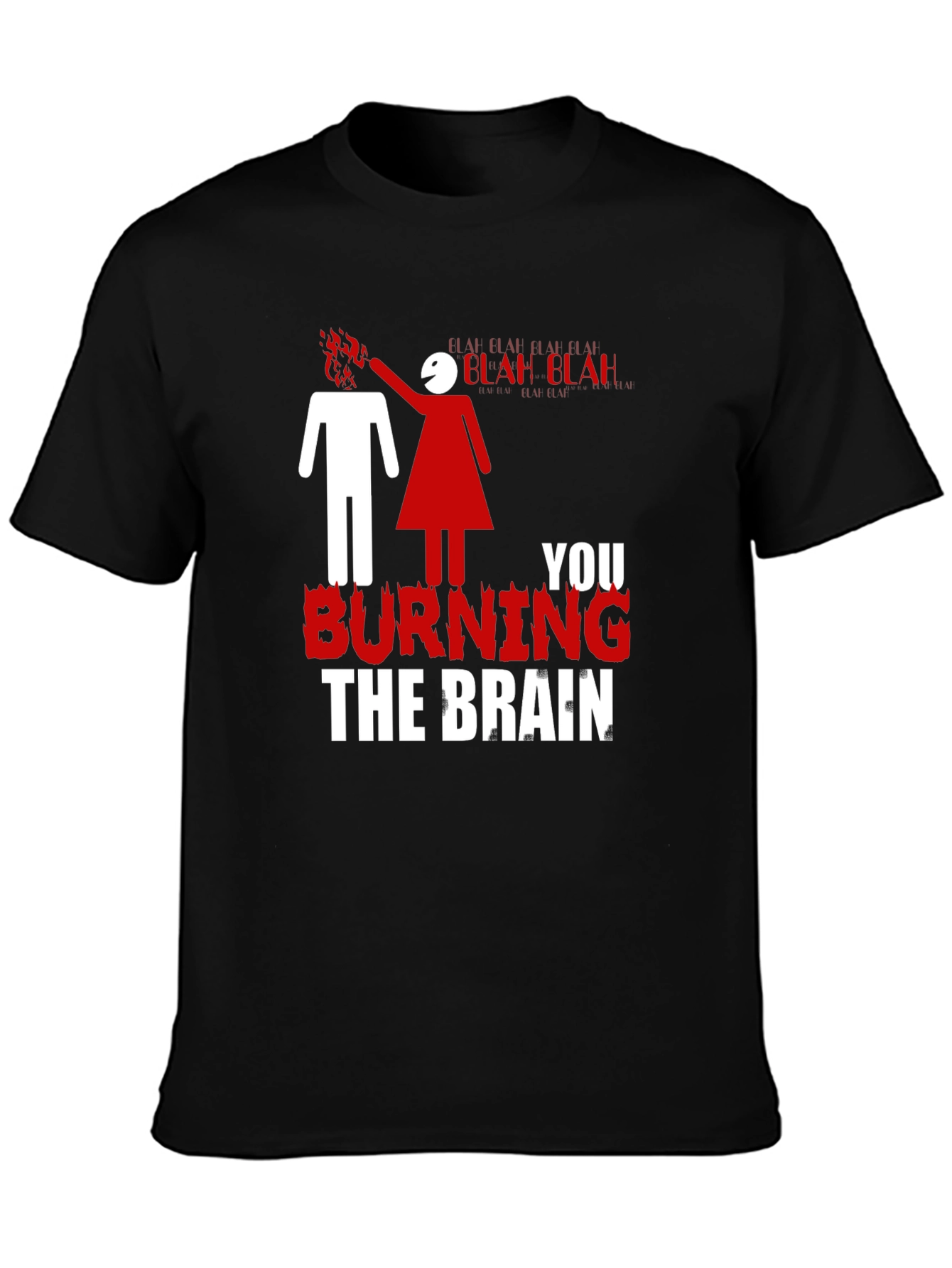 Burning Brain Graphic Tee - Funny Novelty T-Shirt