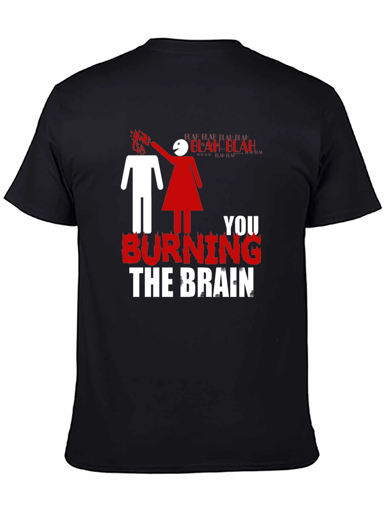 Burning Brain Graphic Tee - Funny Novelty T-Shirt