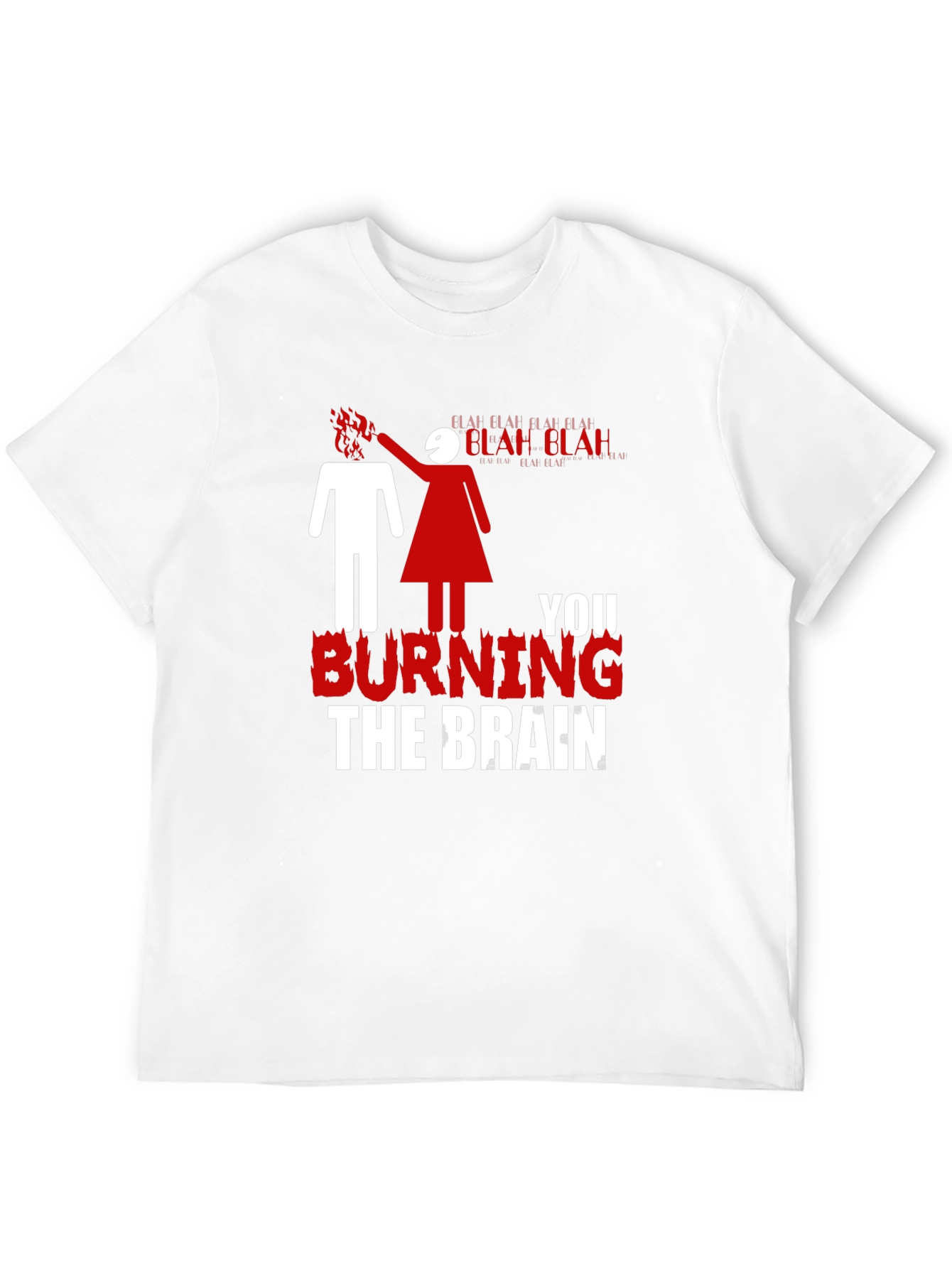 Burning Brain Graphic Tee - Funny Novelty T-Shirt