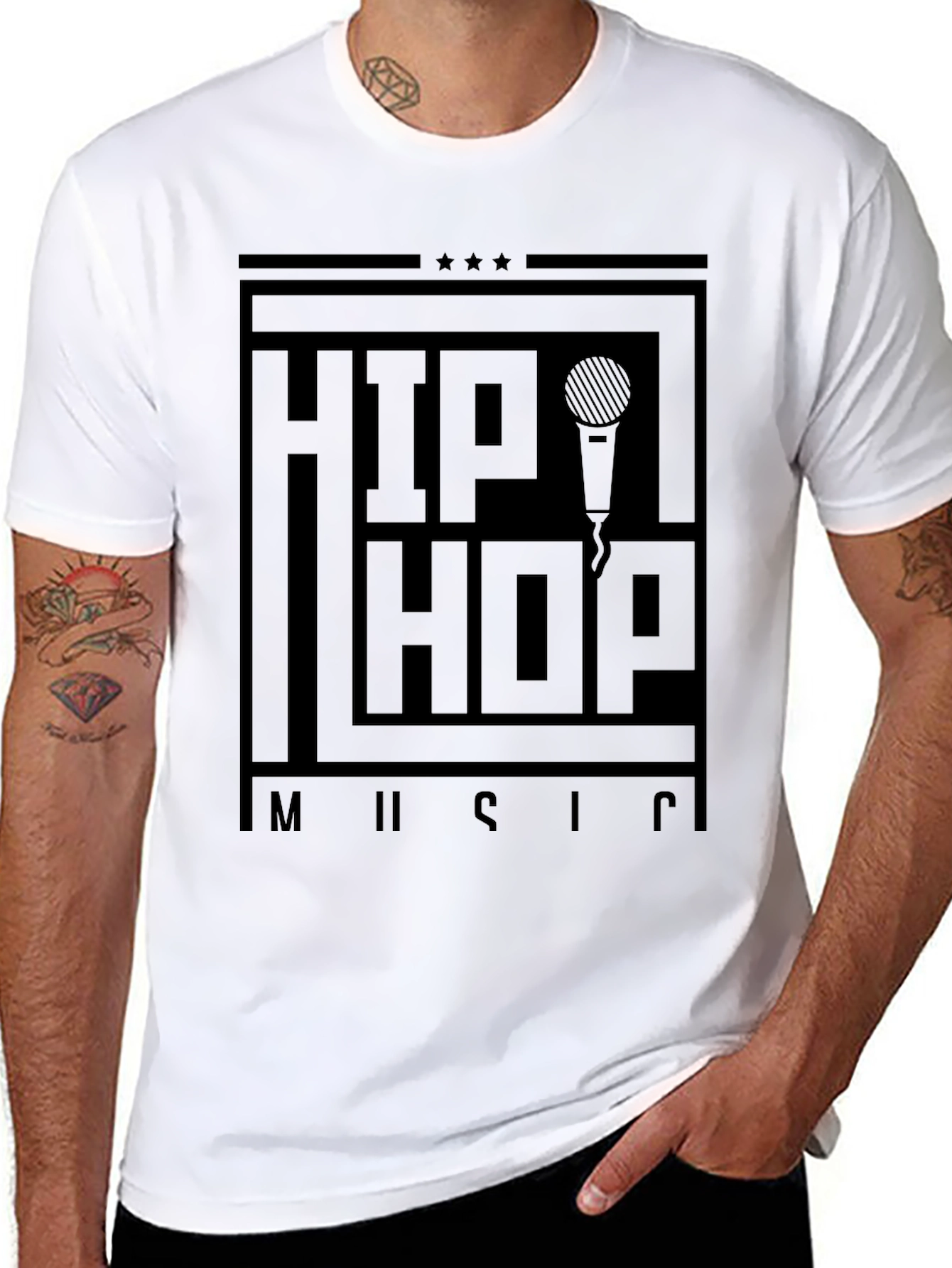 Hip Hop Music Graphic T-Shirt - Black