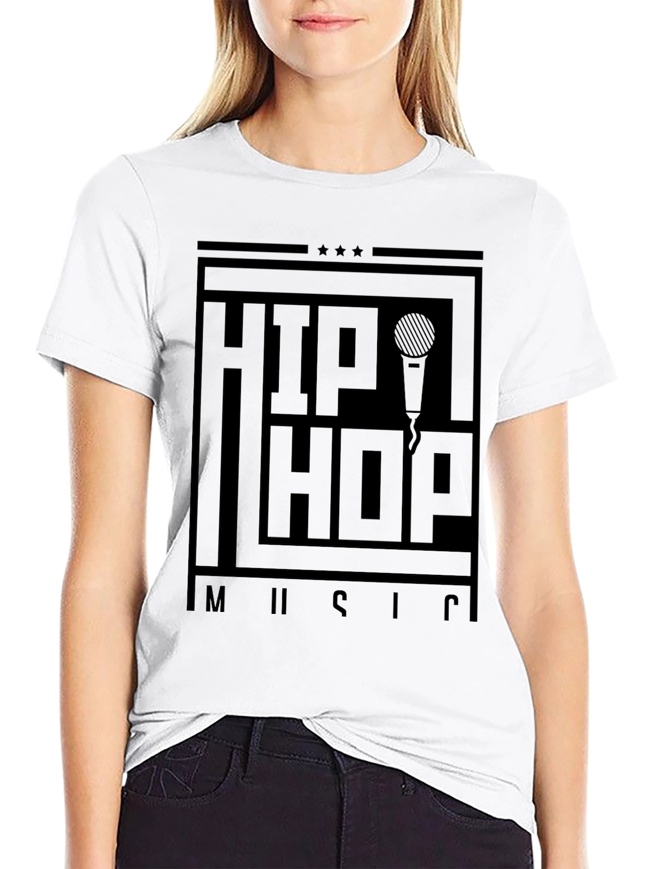 Hip Hop Music Graphic T-Shirt - Black
