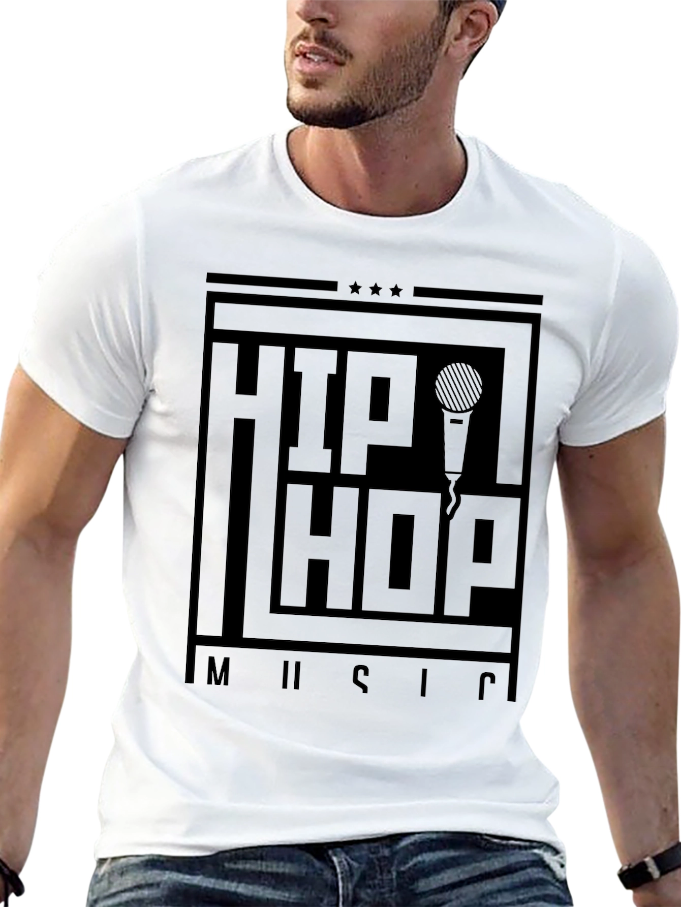 Hip Hop Music Graphic T-Shirt - Black