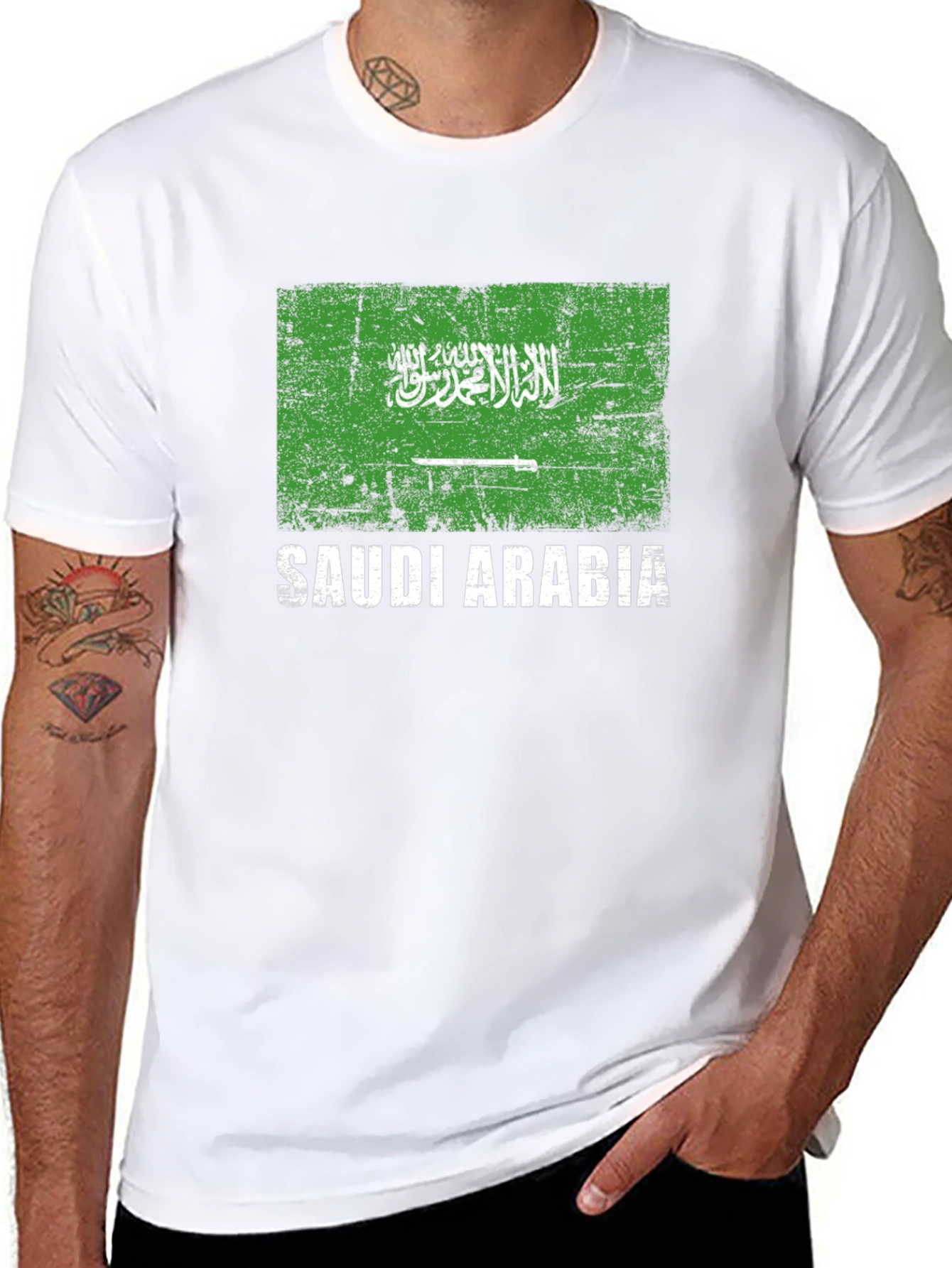 Saudi Arabia Flag T-Shirt - Distressed Design