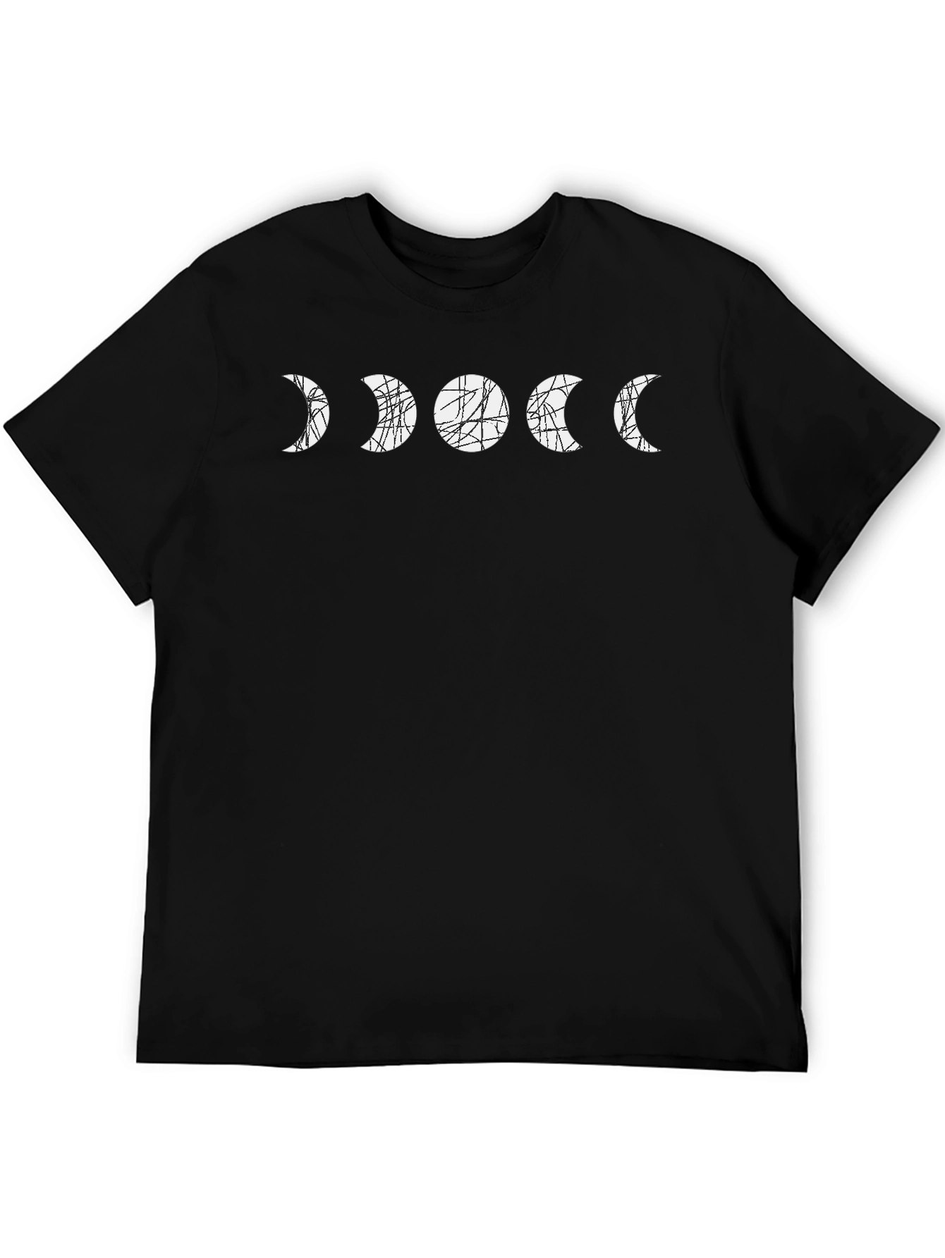 Moon Phase Graphic Tee - Black Cotton T-Shirt