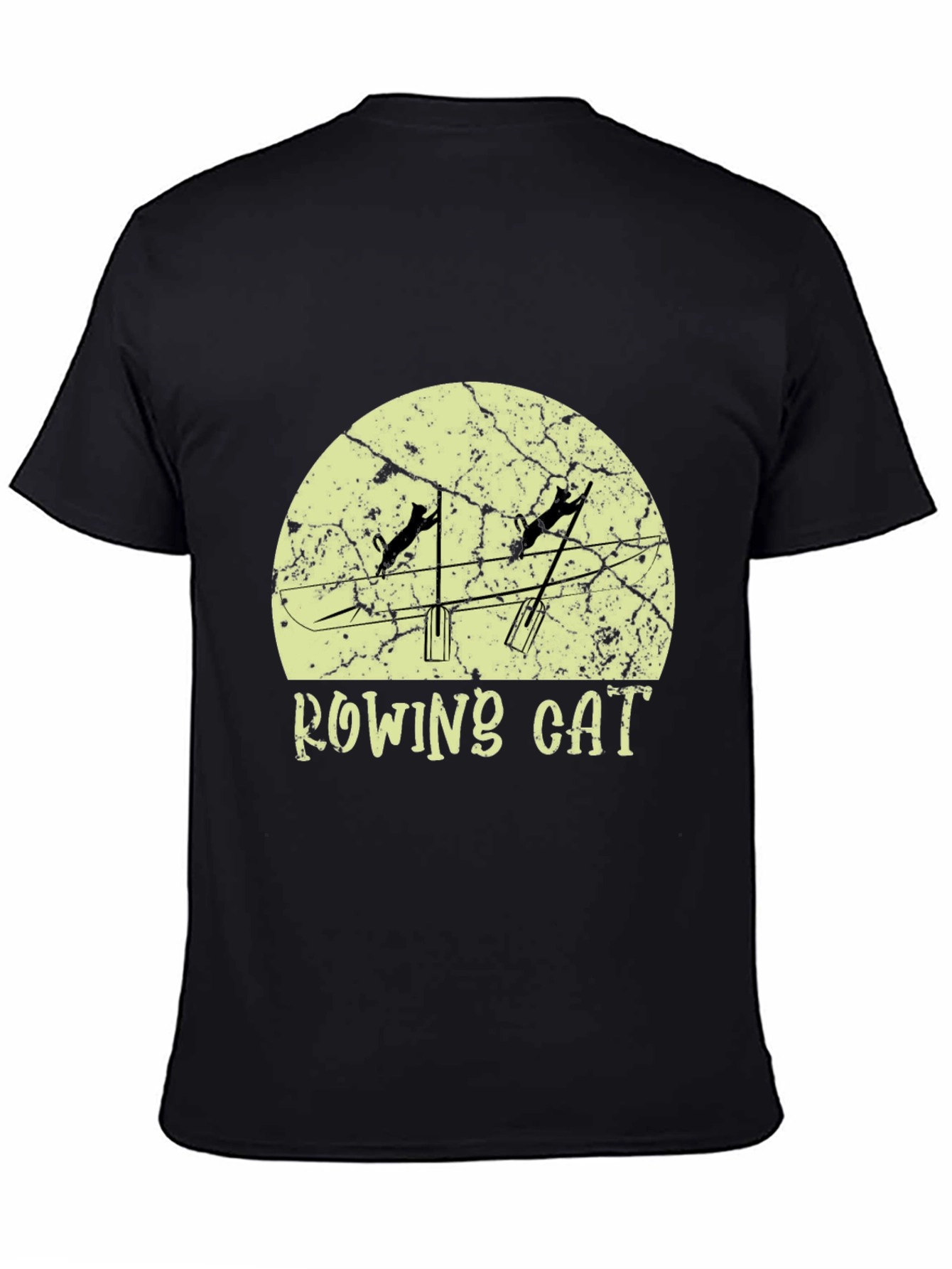 Rowing Cat Graphic Tee - Unique Novelty Design