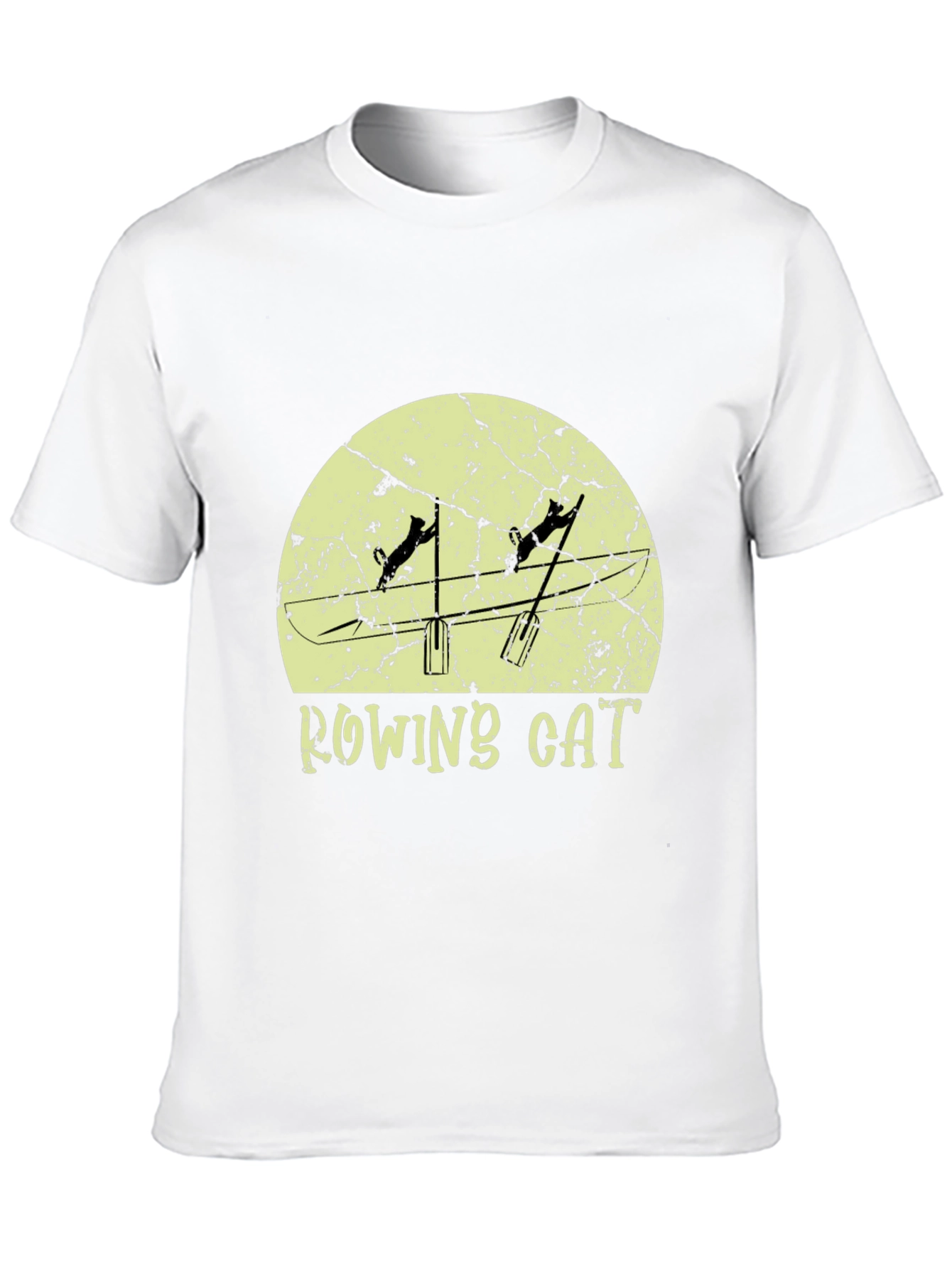 Rowing Cat Graphic Tee - Unique Novelty Design