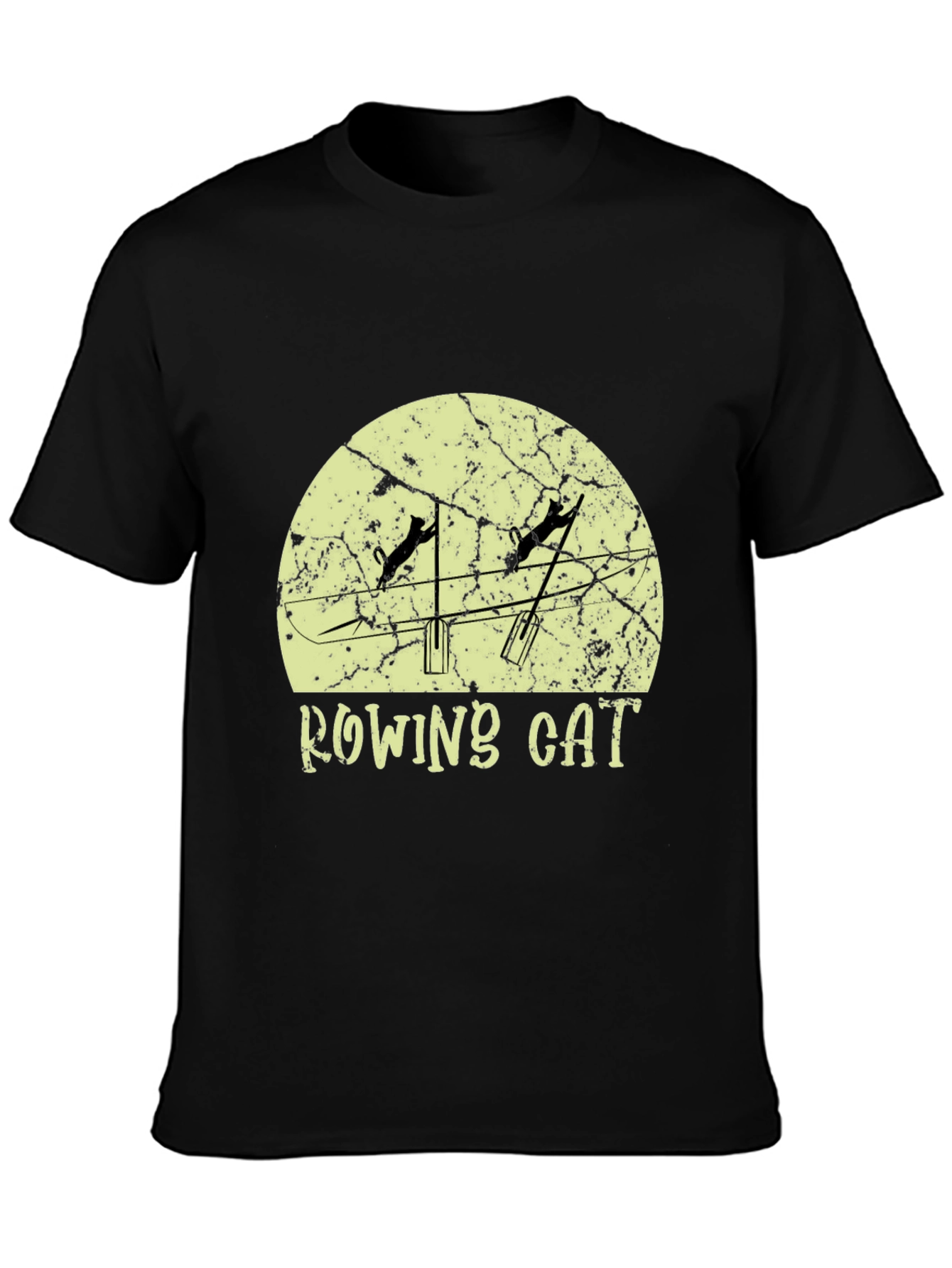 Rowing Cat Graphic Tee - Unique Novelty Design