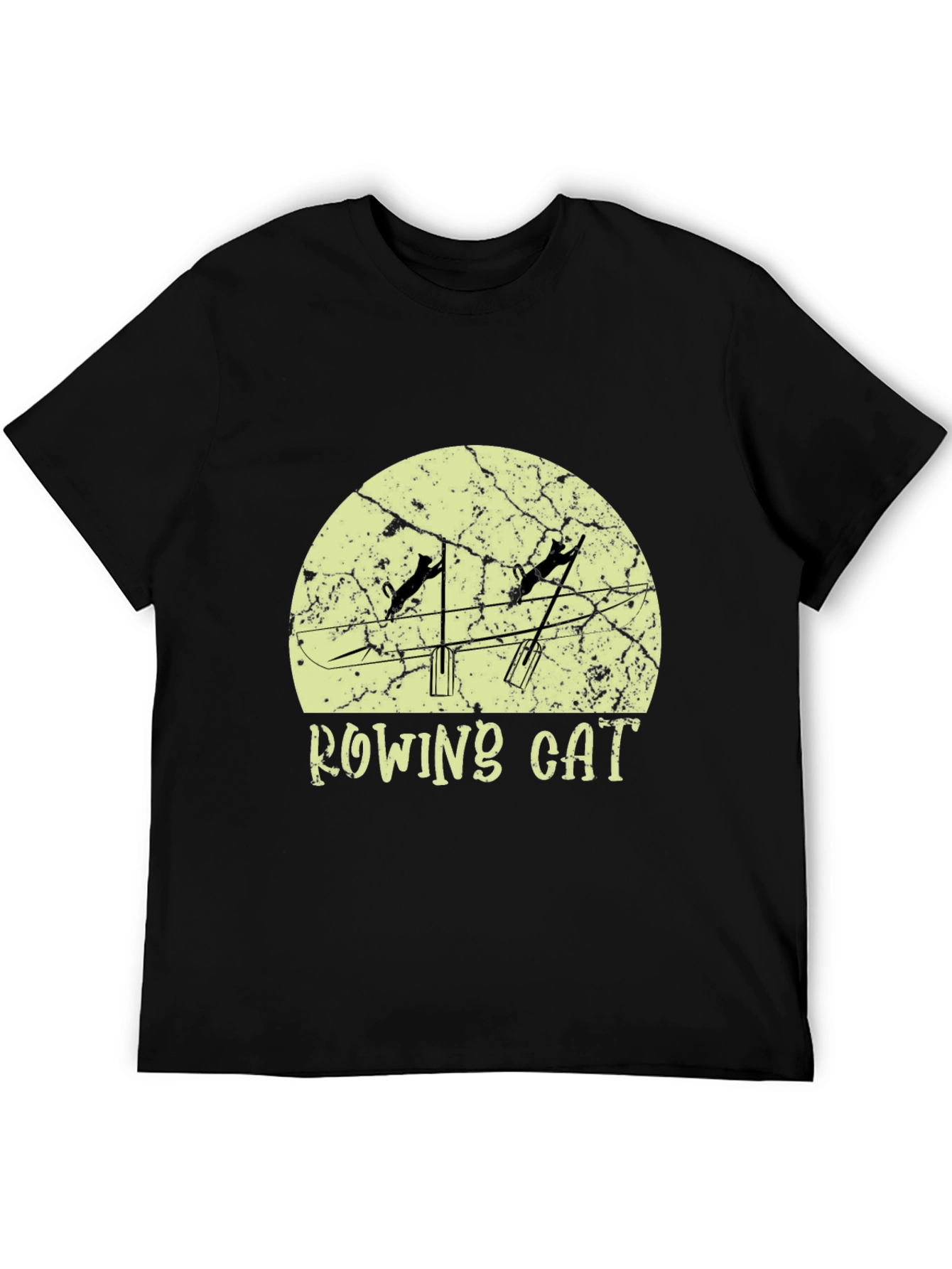 Rowing Cat Graphic Tee - Unique Novelty Design