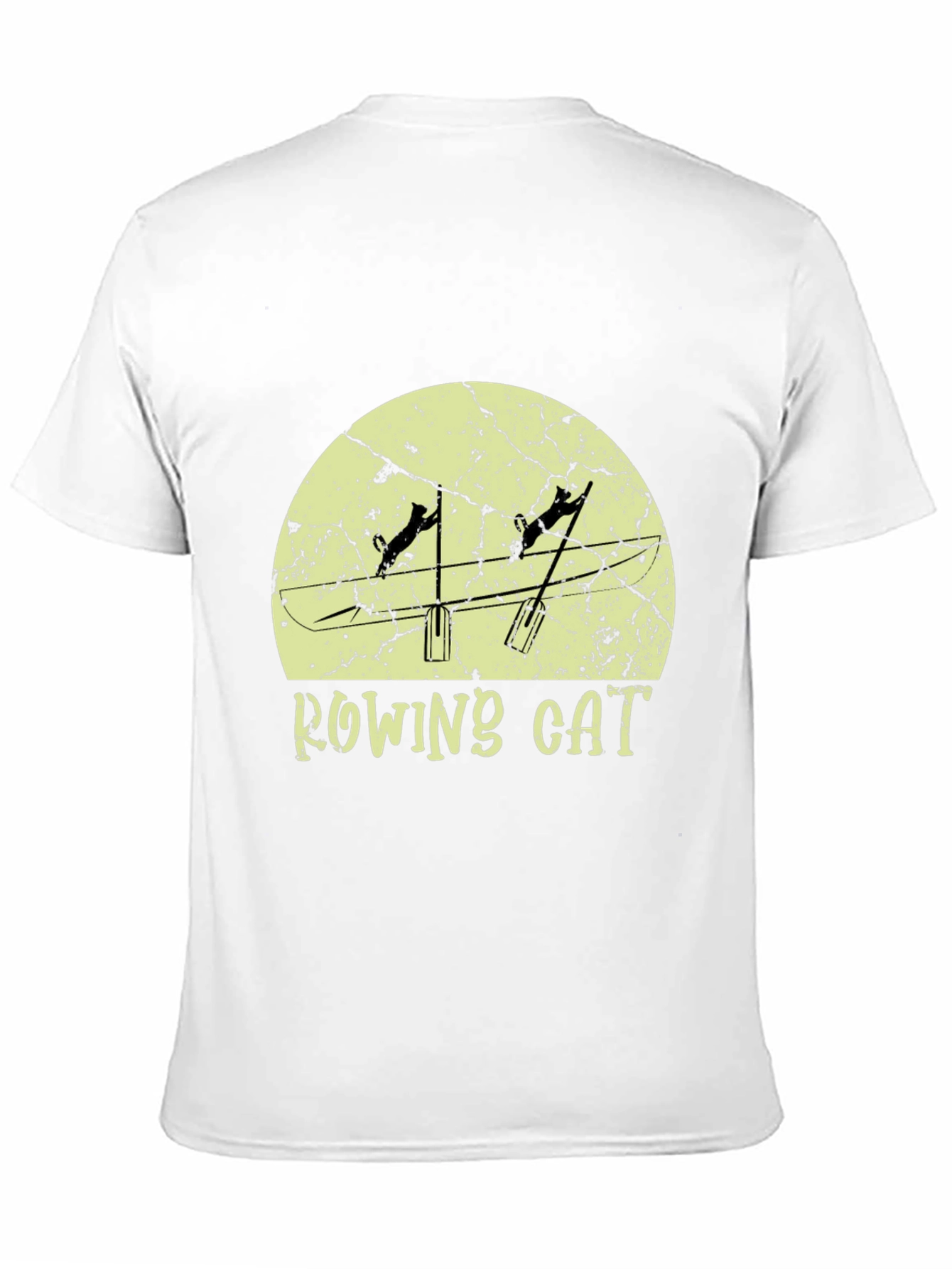 Rowing Cat Graphic Tee - Unique Novelty Design