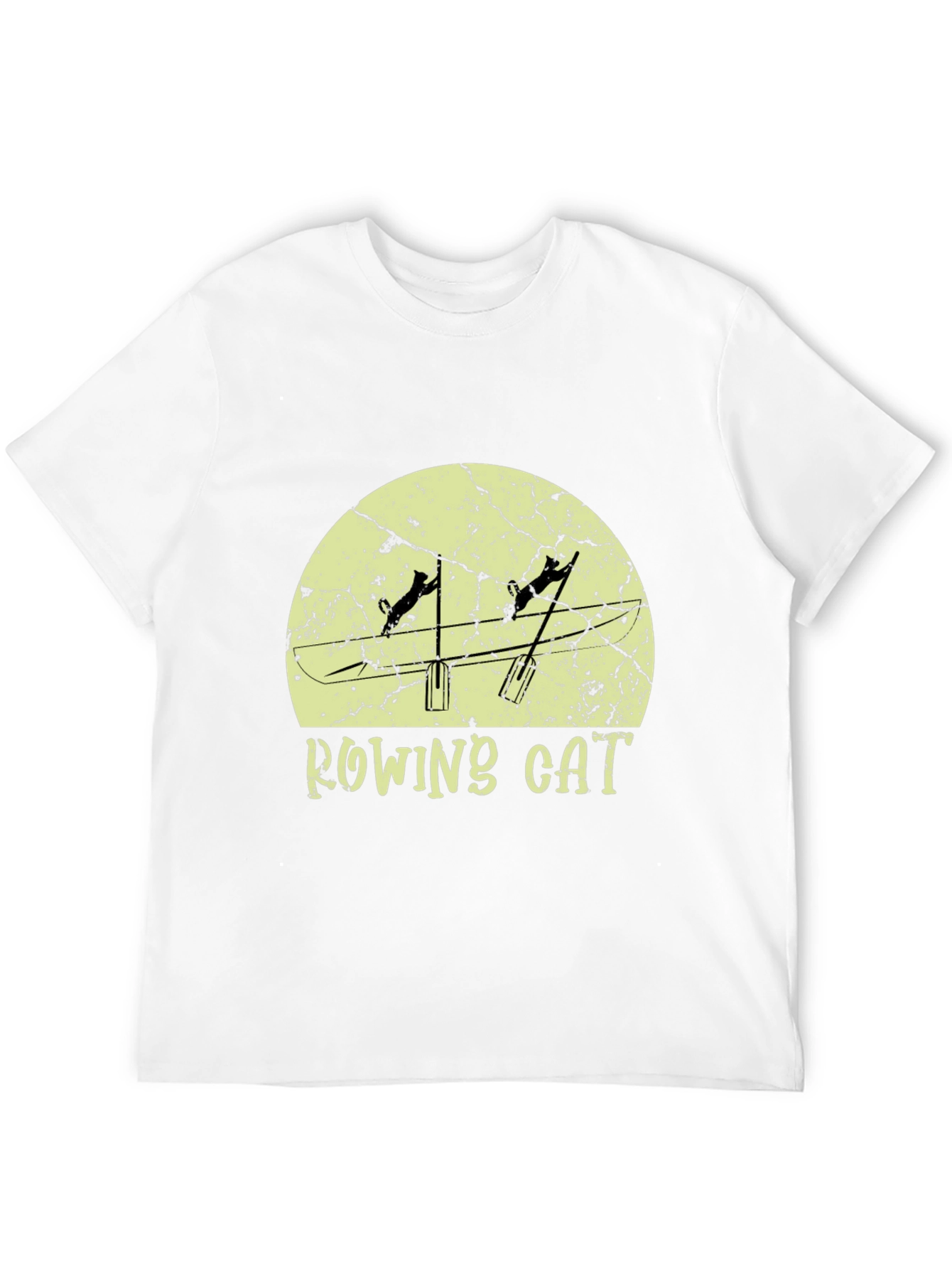 Rowing Cat Graphic Tee - Unique Novelty Design