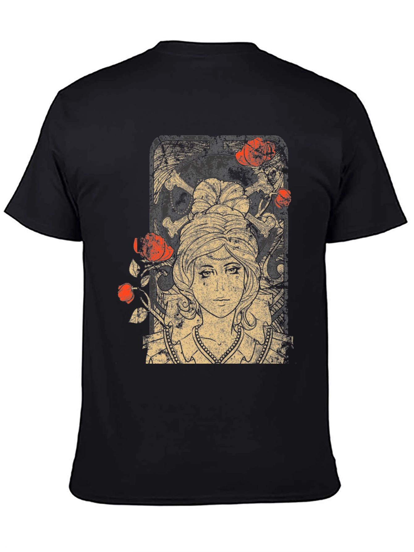 Gothic Maiden T-Shirt: Roses & Skulls